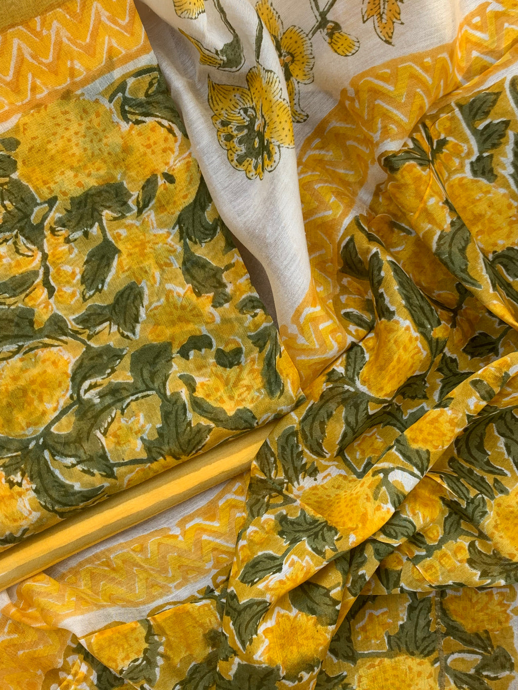 Handblock Chanderi Silk Cotton Suit