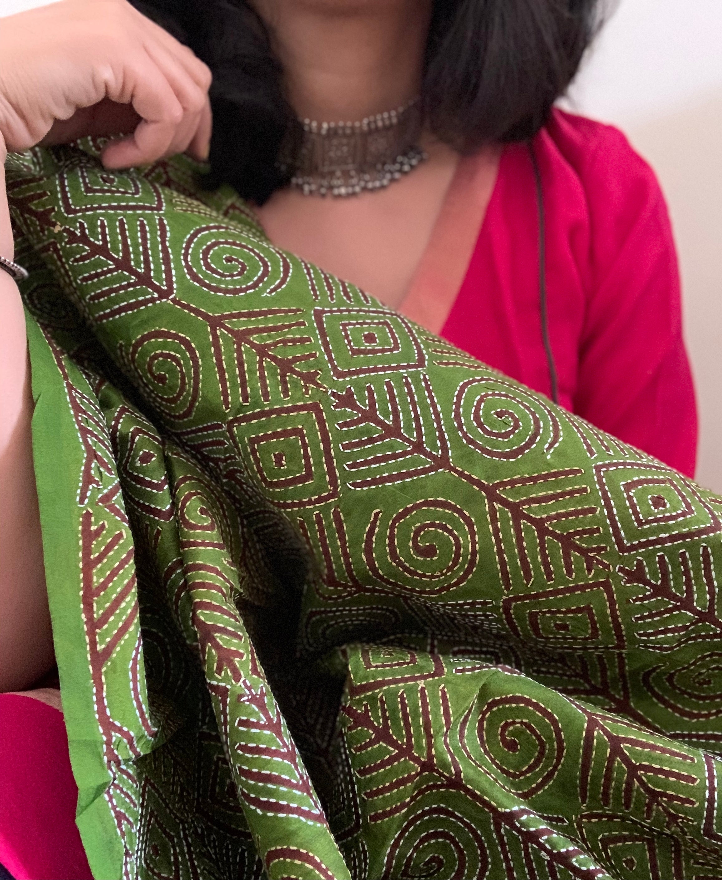 Handcrafted Kantha Cotton Silk Dupatta