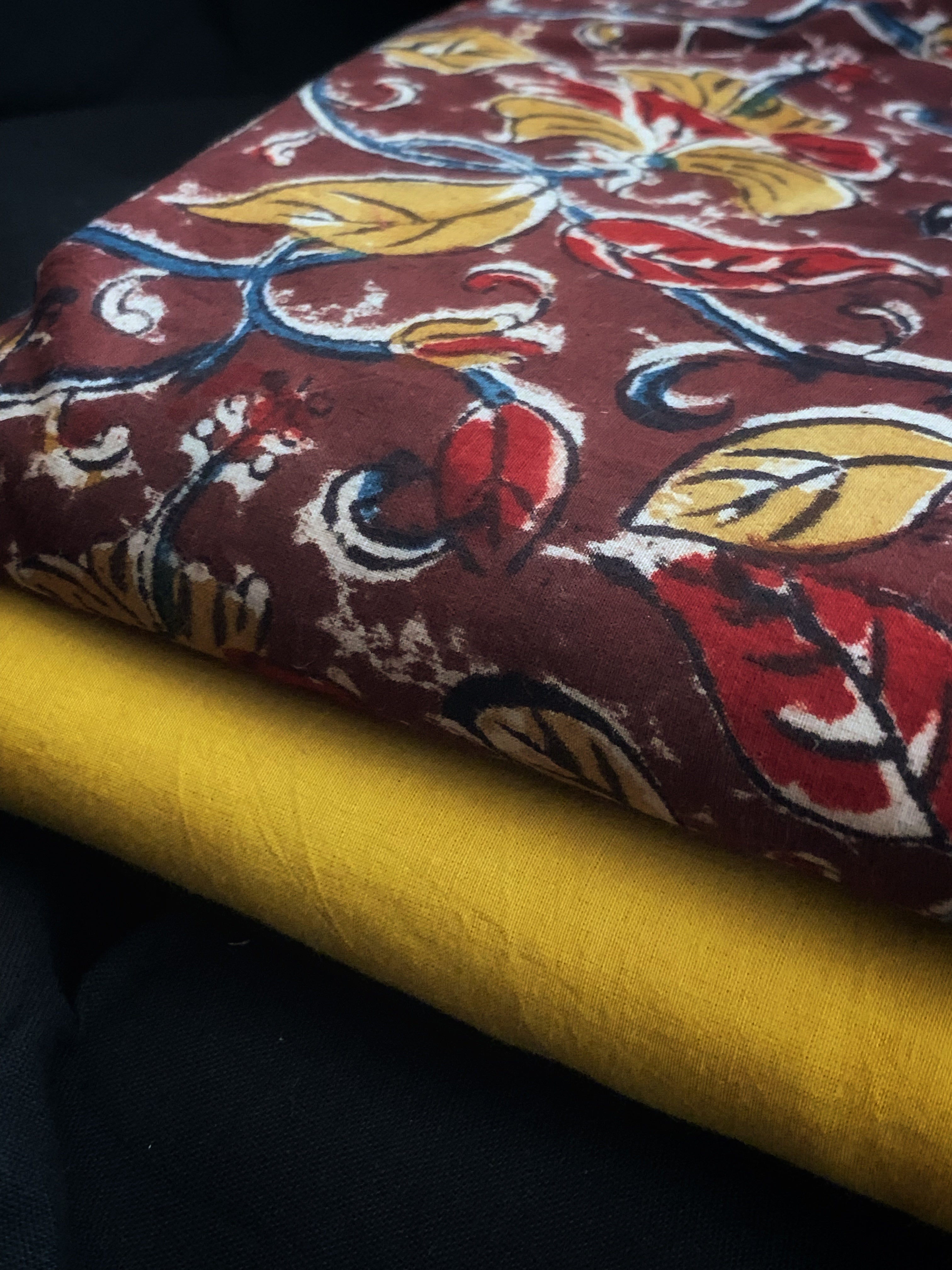 Hand Block Printed Kalamkari Natural Dyed Kurta Bottom Set
