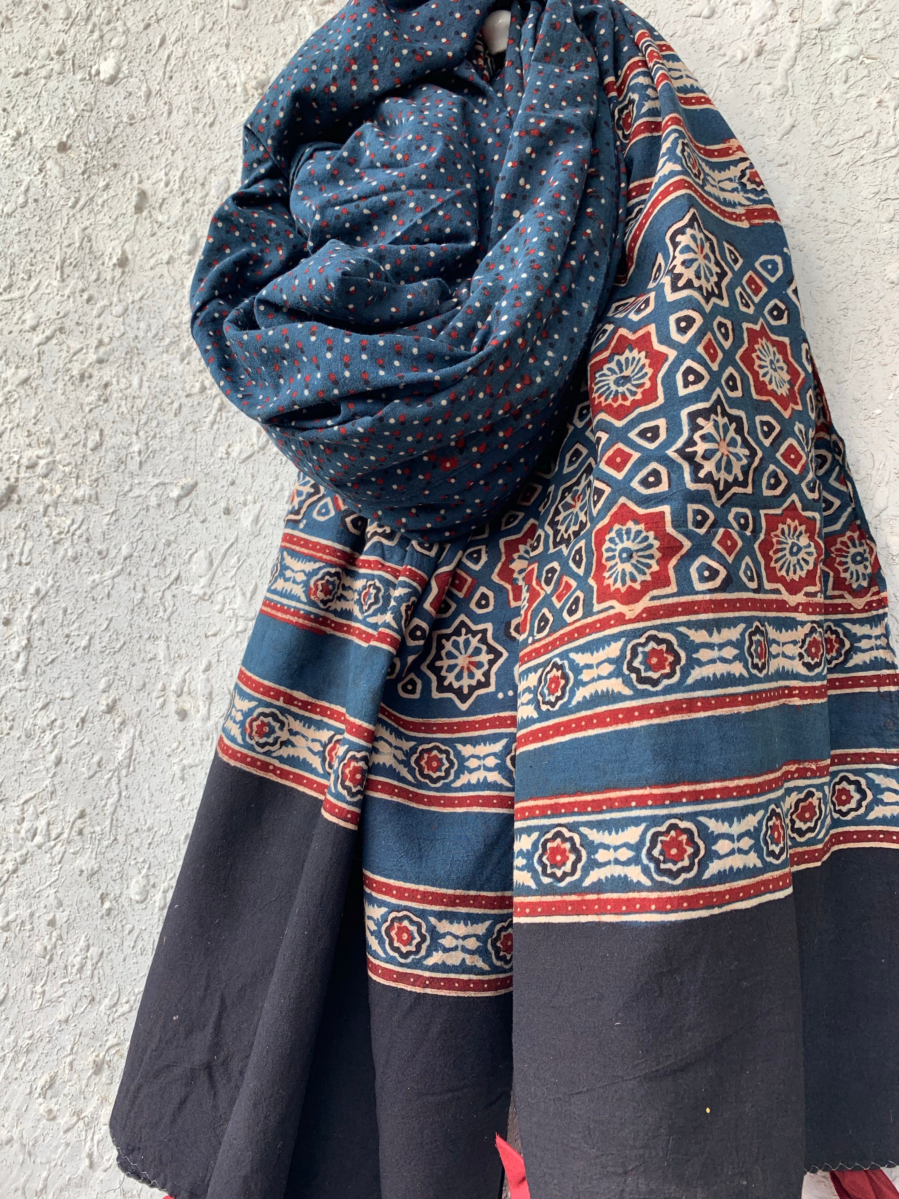 Handblock Ajrakh Dupatta
