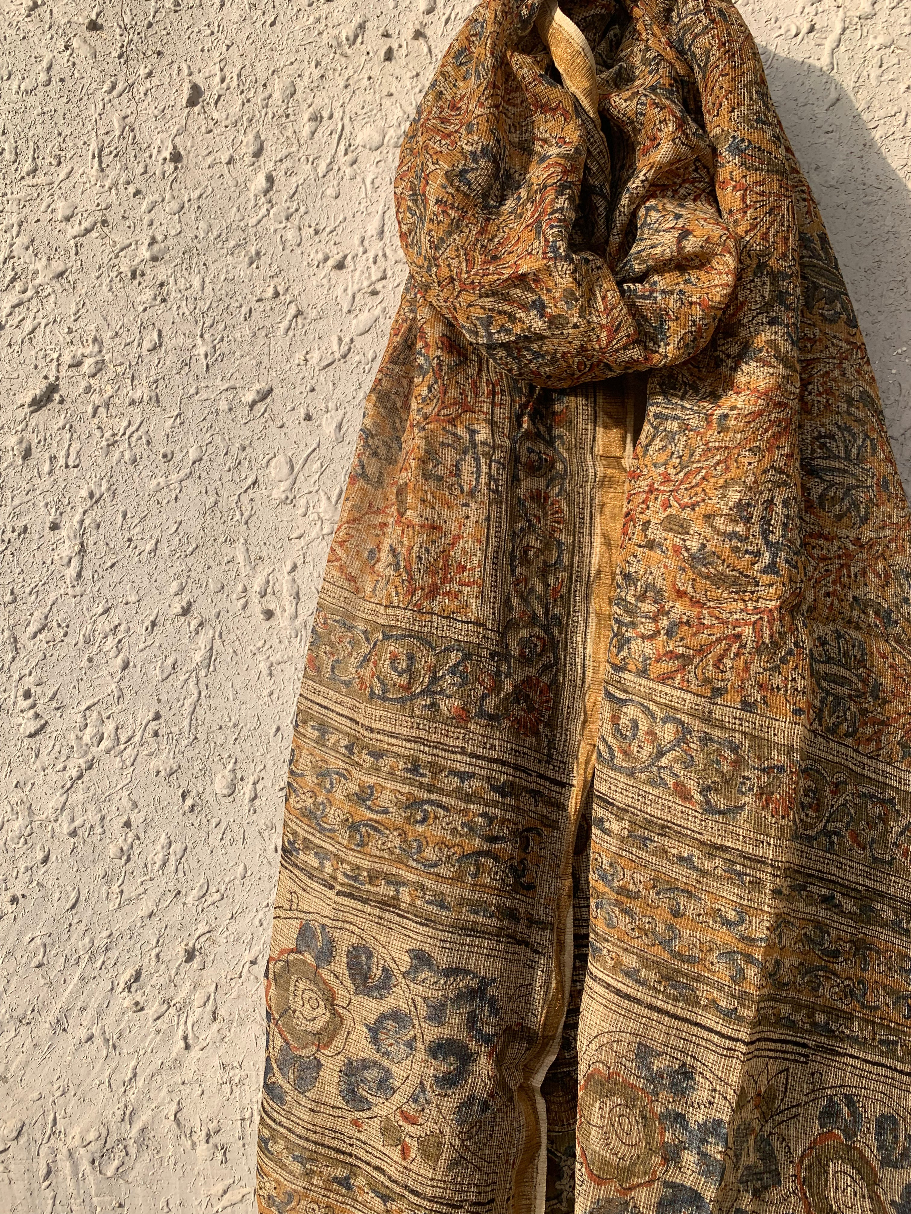 Handwoven and Handblock Natural Dye Kalamkari Kota Dupatta