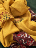 Handblock Kalamkari Cotton Mul Dupatta Suit