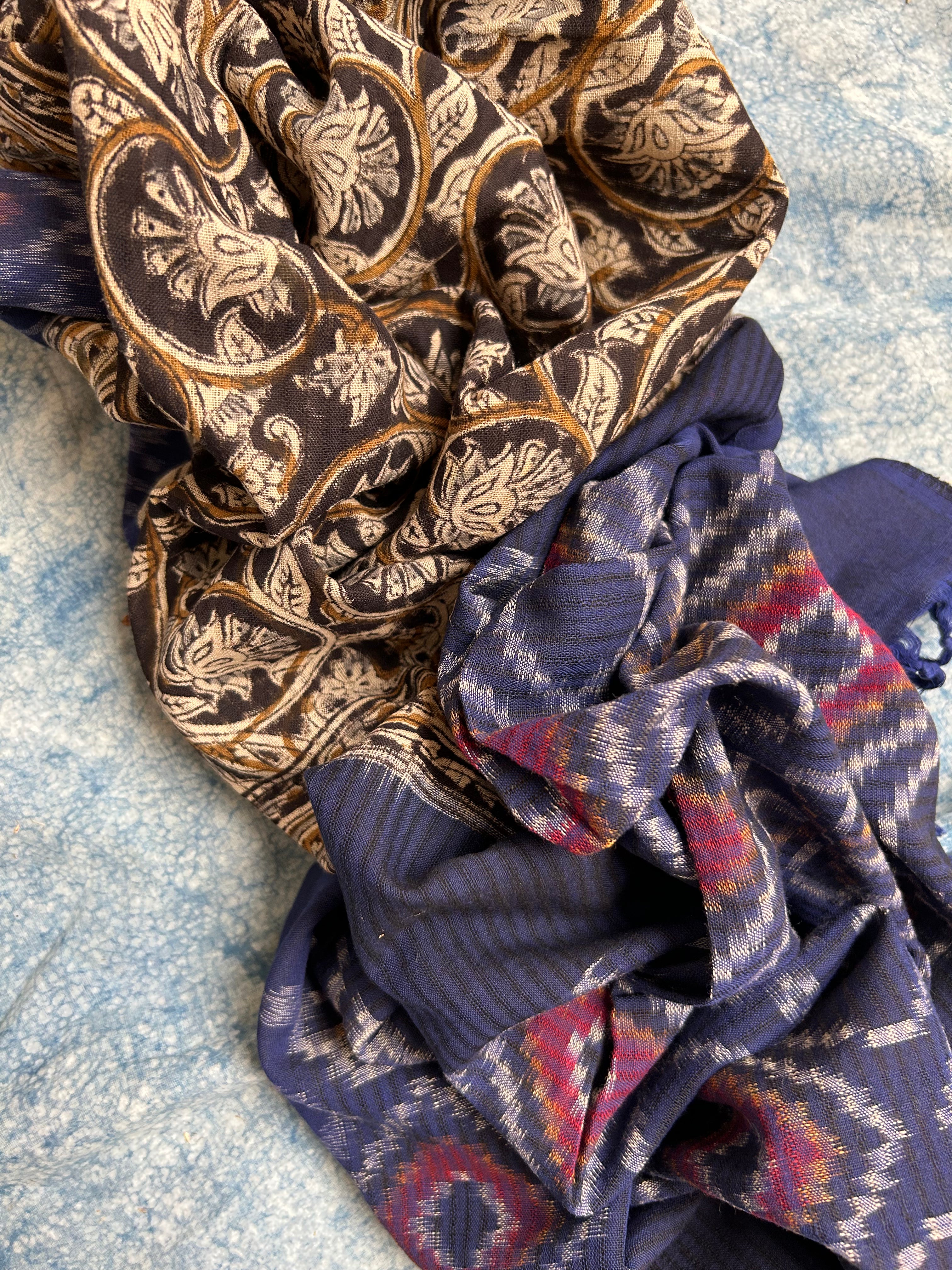 Handwoven Handcrafted Double Ikat Kalamkari Kurta Dupatta Set