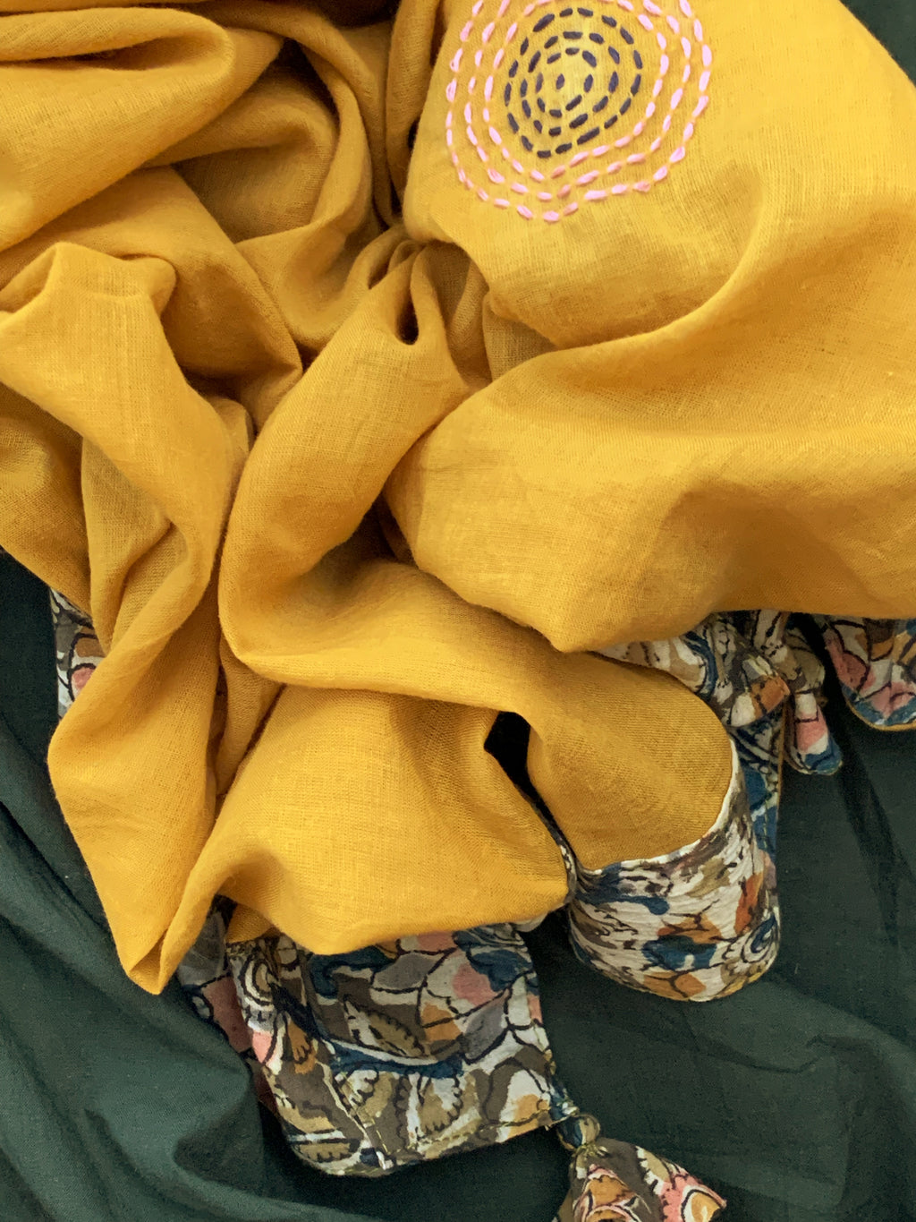 Handblock Kalamkari Cotton Mul Dupatta Suit