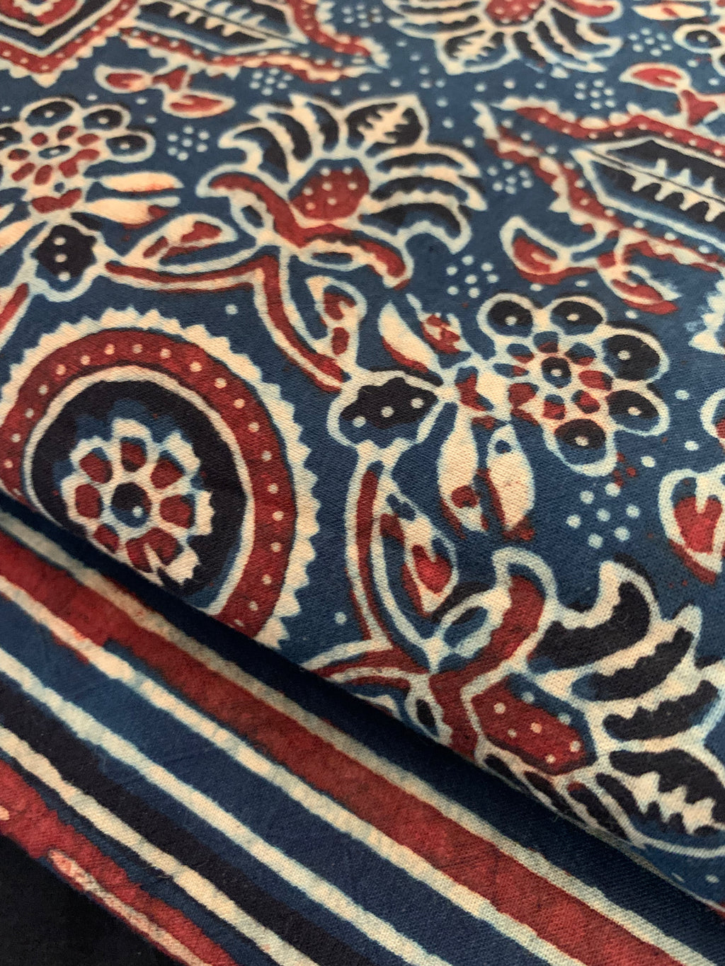 Handblock Ajrakh Cotton Kurta Bottom Set