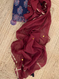 Hand block Print Cotton Chanderi Dupatta Set