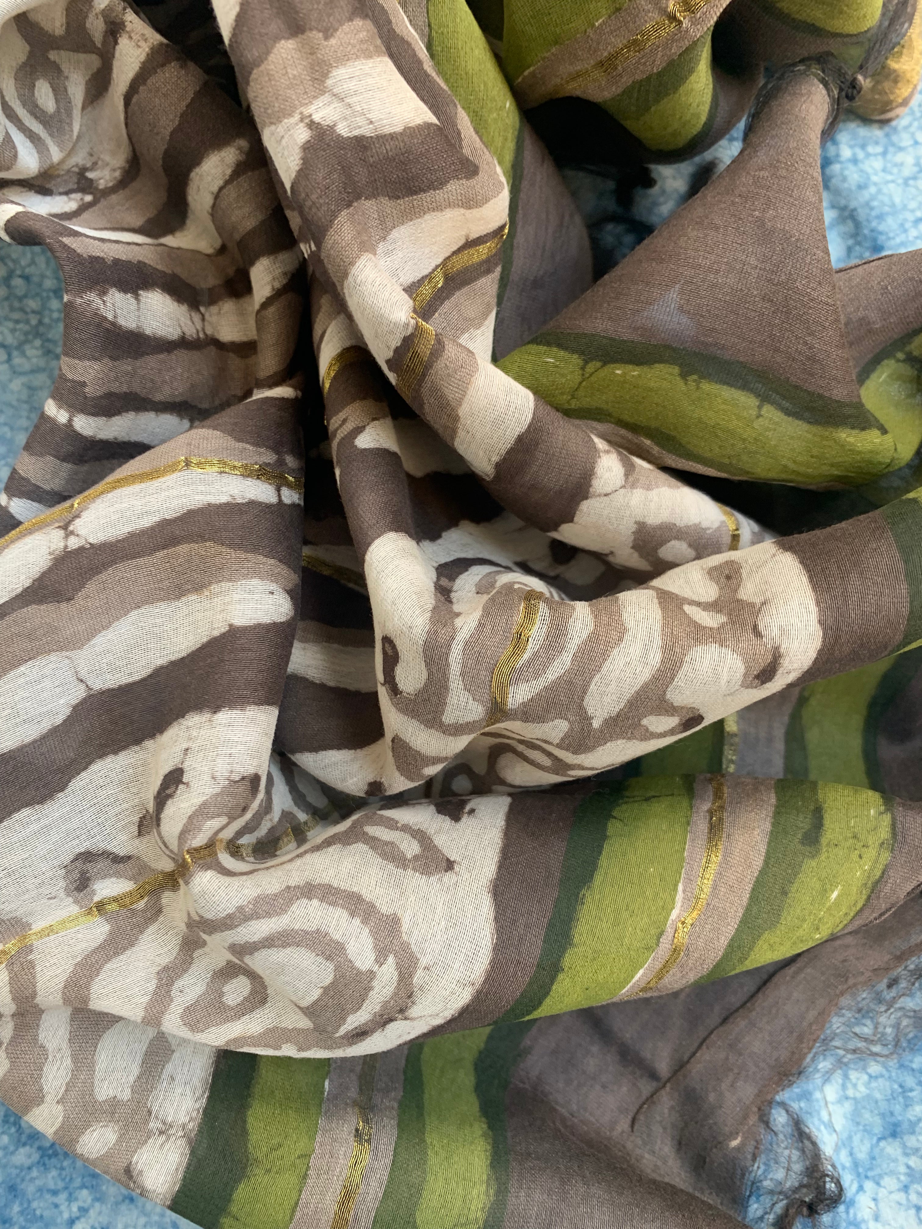 Handblock Chanderi Silk Cotton Suit