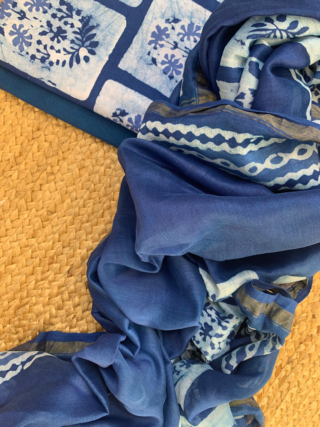 Handblock Batik Cotton Chanderi Suit
