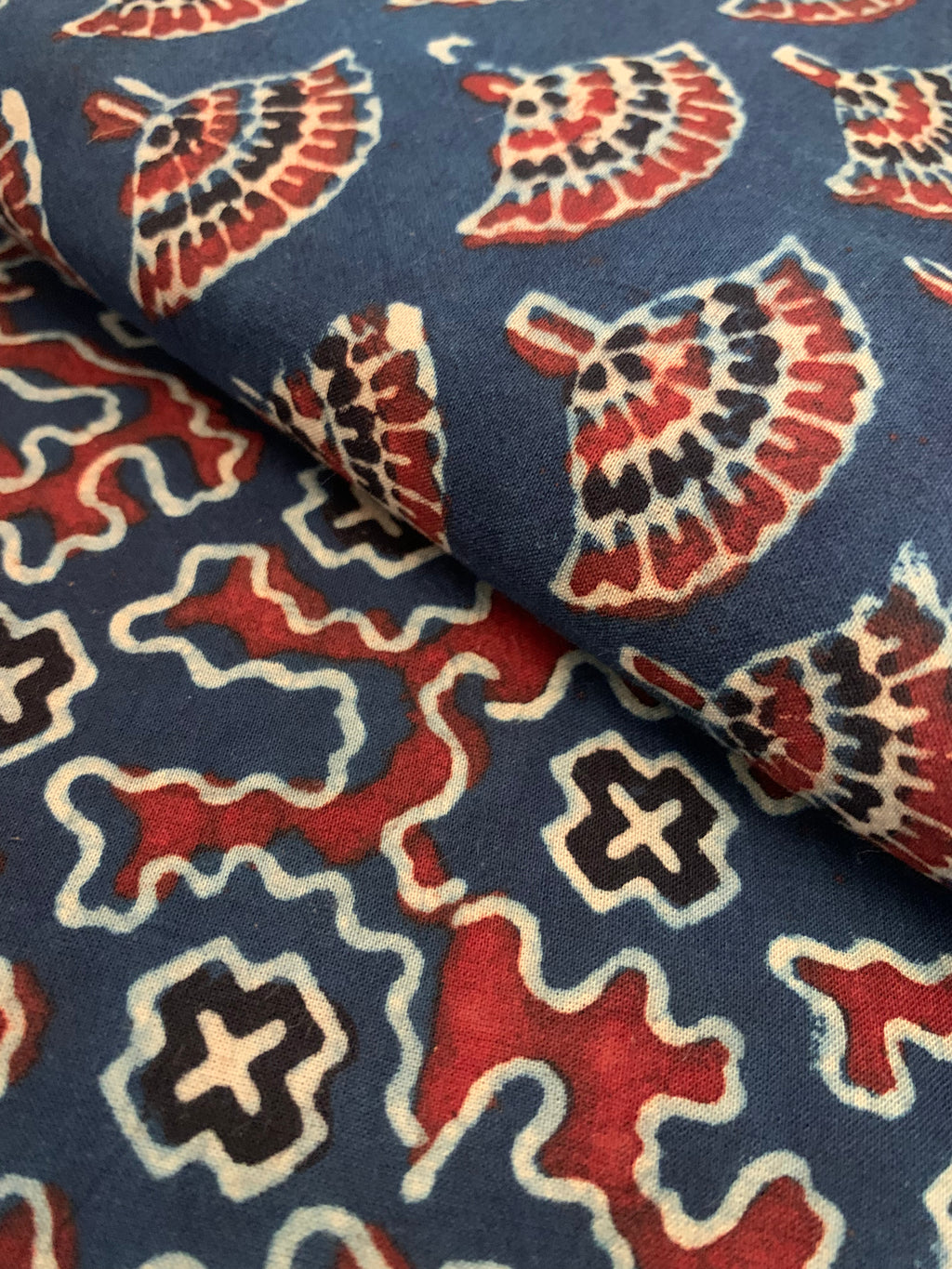 Handblock Ajrakh Cotton Kurta Bottom Set