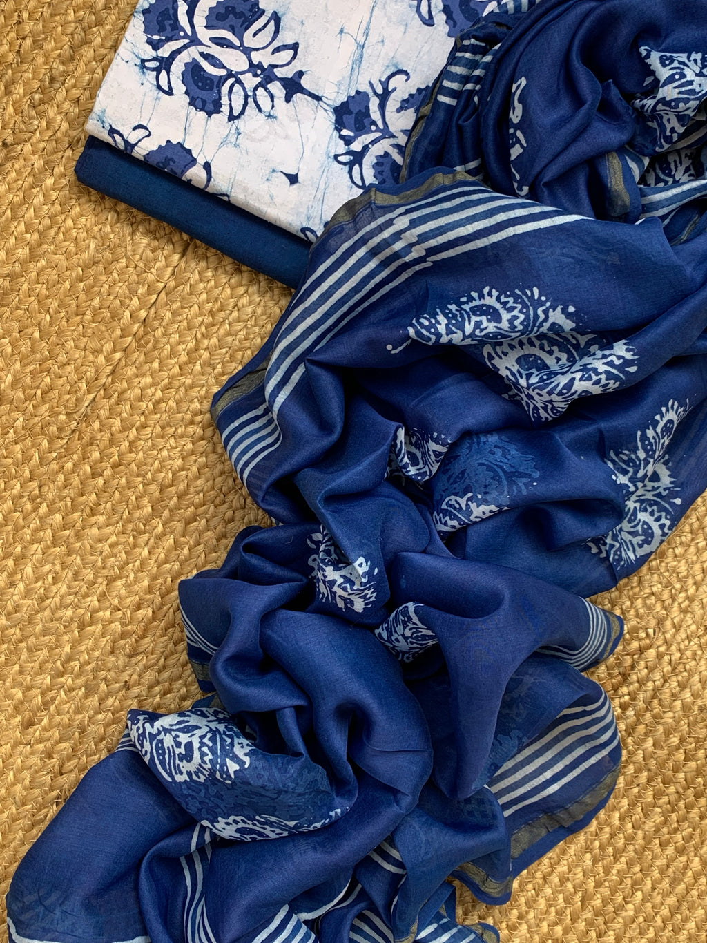 Handblock Batik Cotton Chanderi Suit