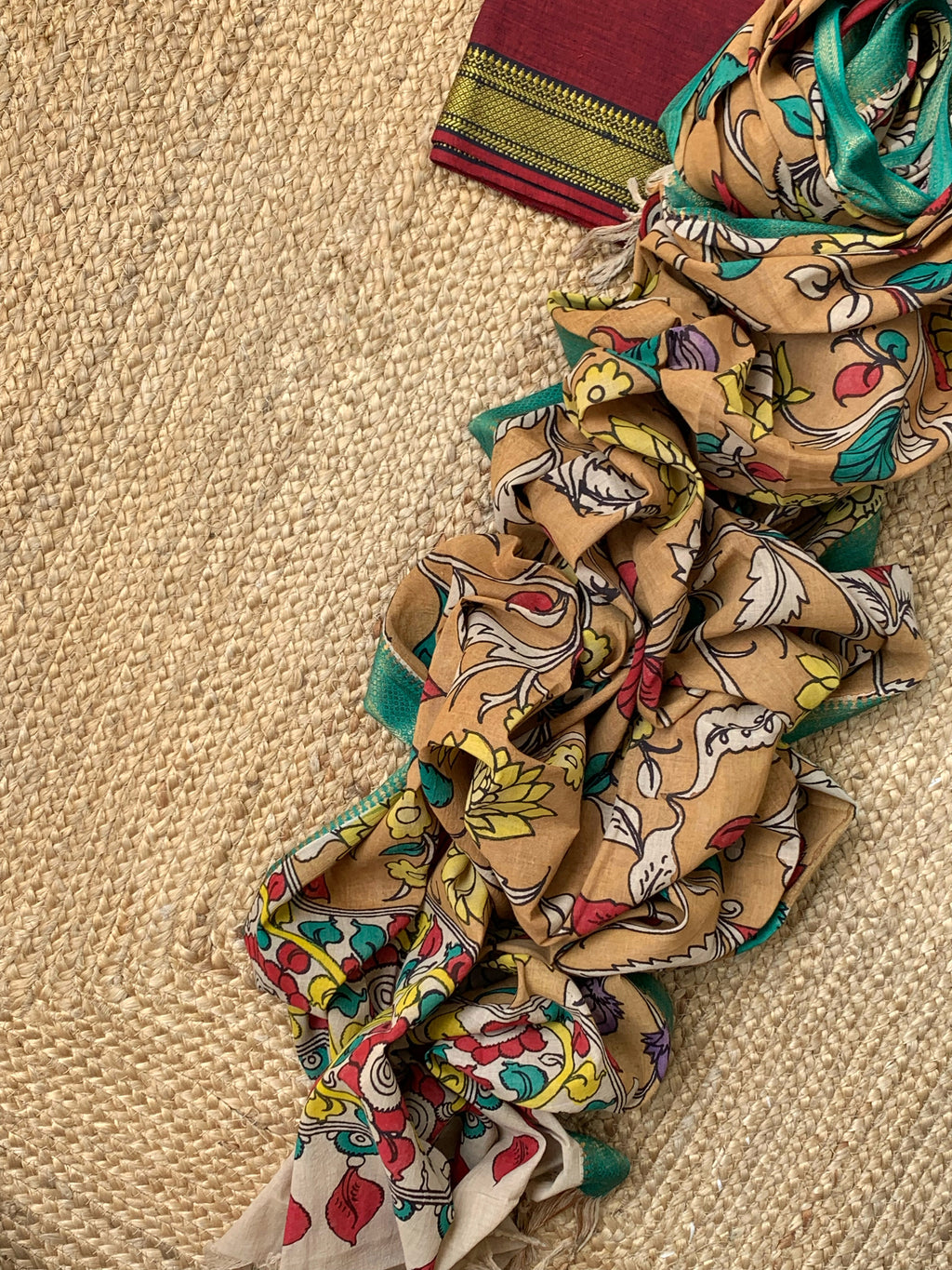 Handwoven Handcrafted Kalamkari Kurta Dupatta Set