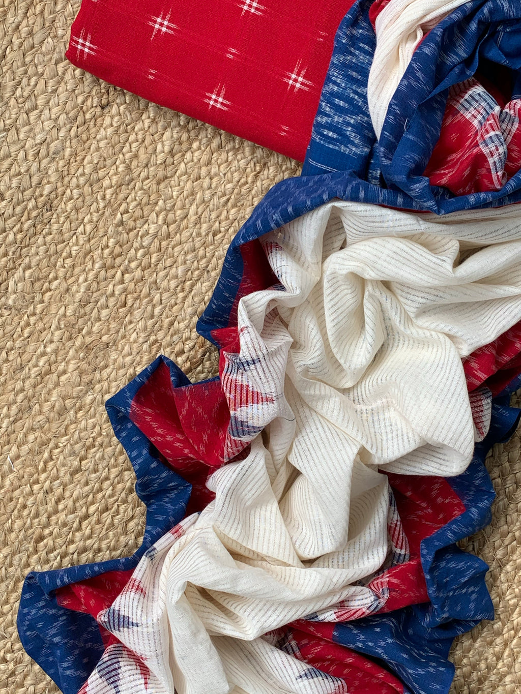 Handwoven Double Ikat Kurta  Dupatta set