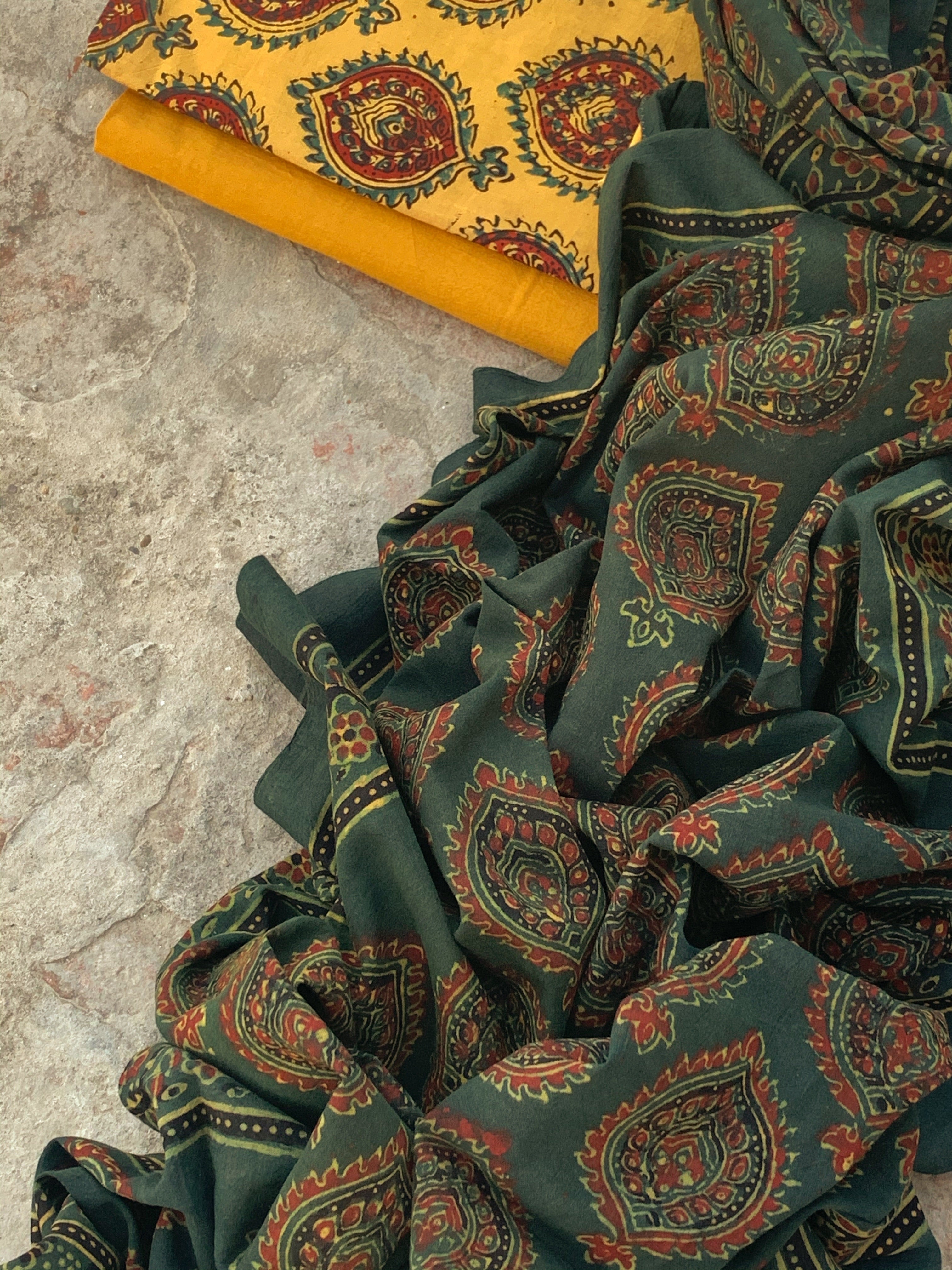 Handblock Ajrakh Cotton Suit
