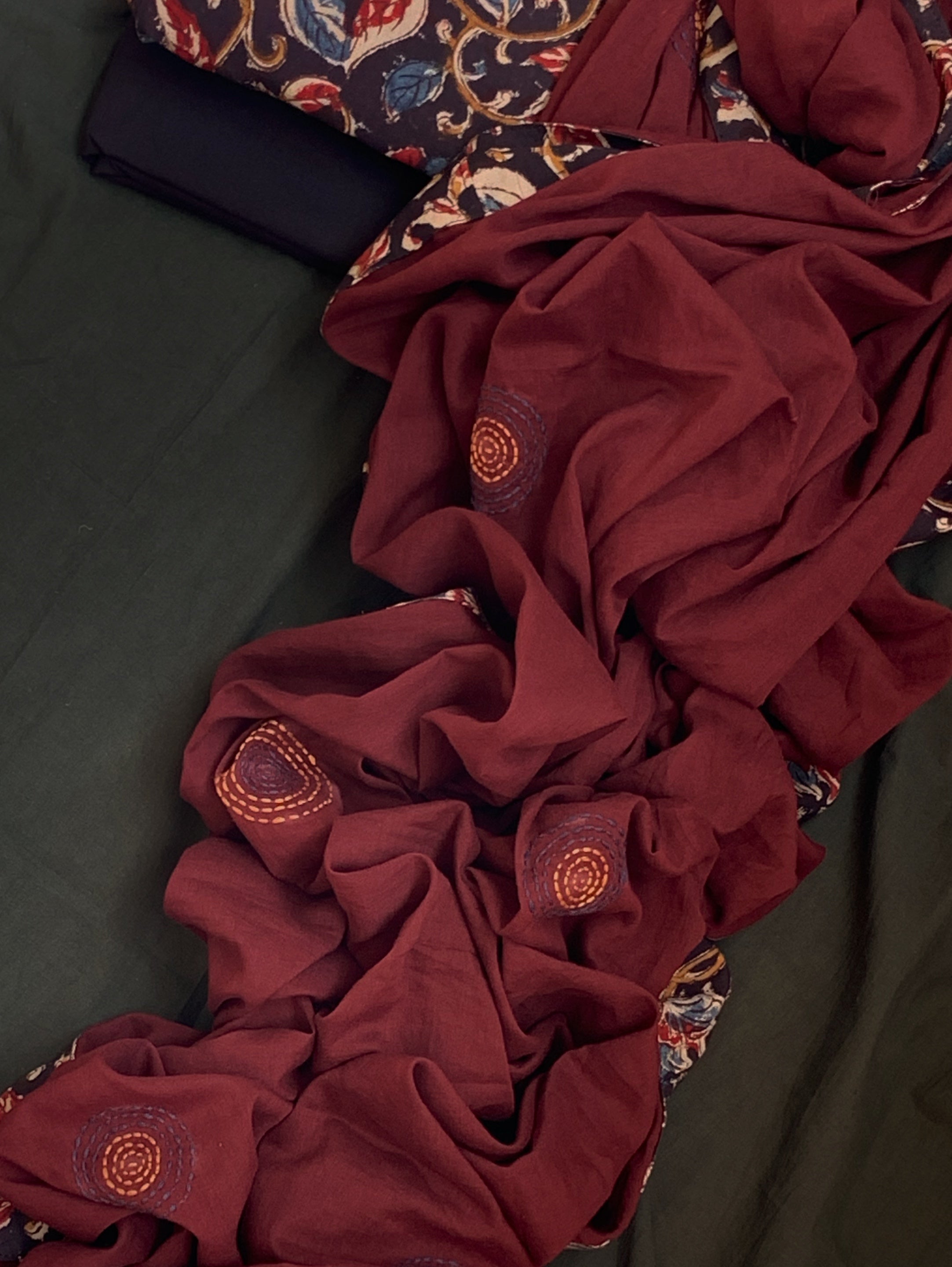 Handblock Kalamkari Cotton Mul Dupatta Suit