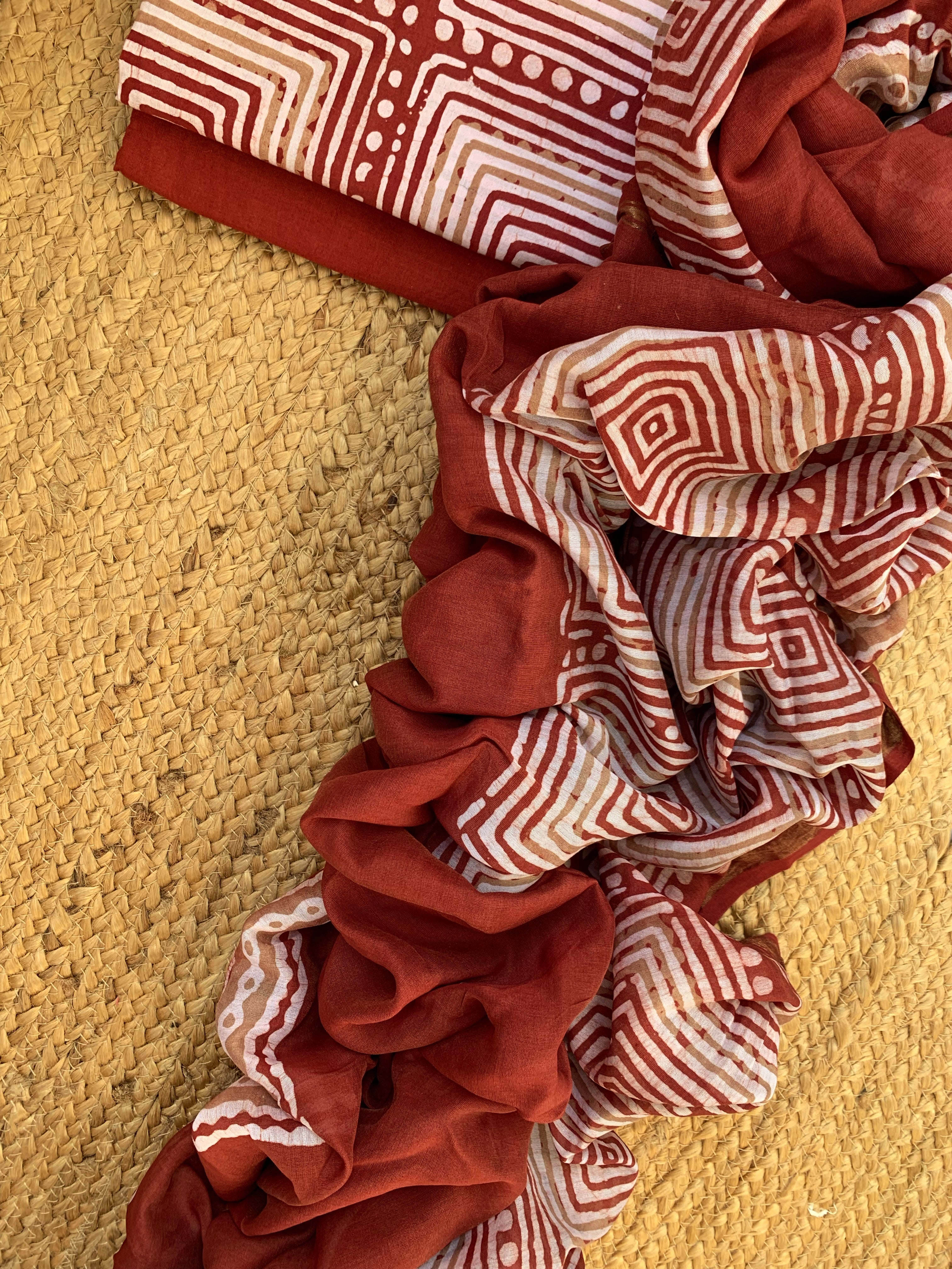 Handblock Batik Cotton Chanderi Suit