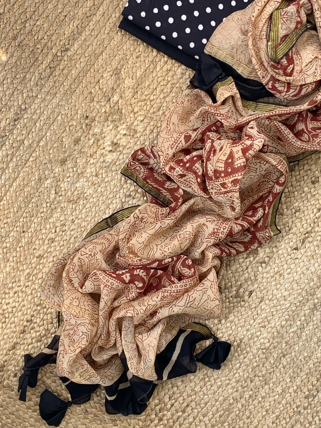 Handblock Cotton Chanderi Suit