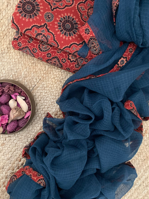 Handblock Ajrakh Cotton Kota Suit