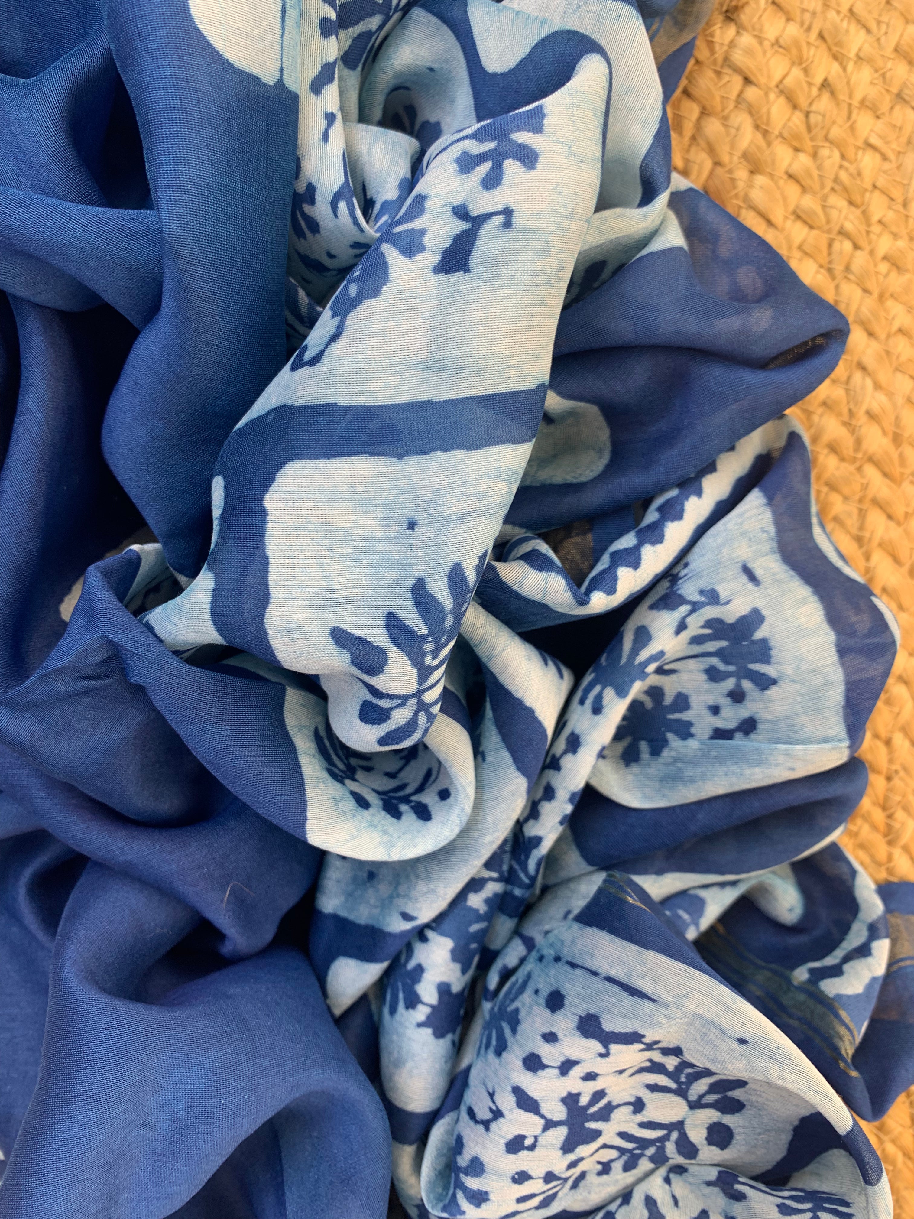 Handblock Batik Cotton Chanderi Suit