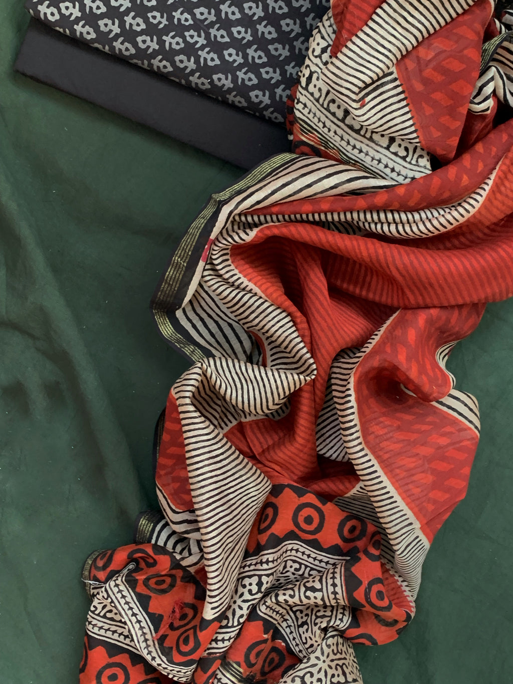 Handblock Cotton Chanderi Suit