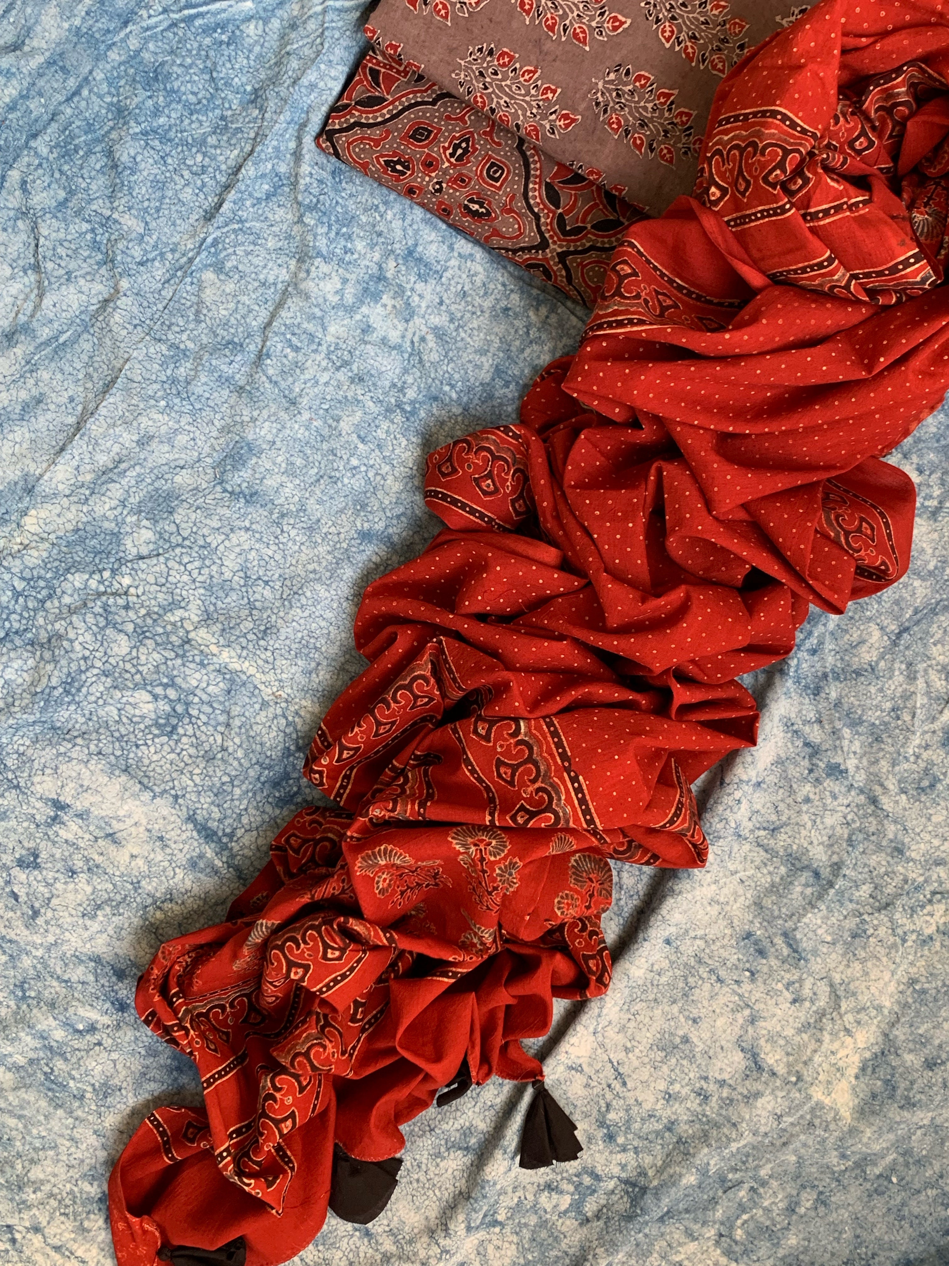Natural Dyes Handblock Ajrakh Cotton Suit