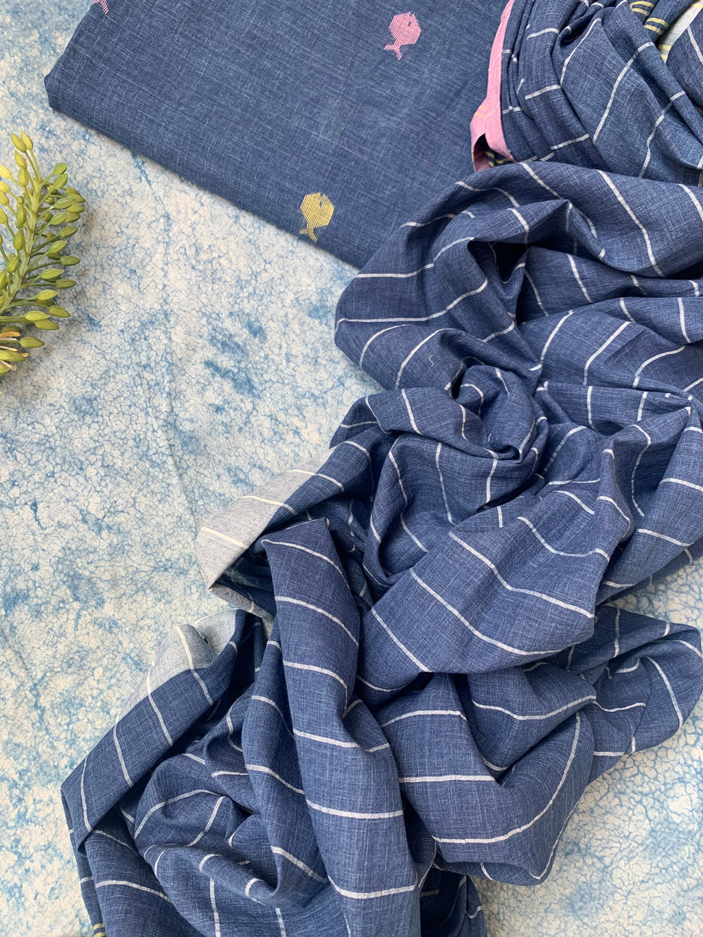 Neel- Handwoven Bengal Jamdani Kurta Dupatta set
