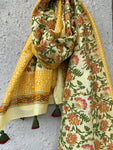 Pastel Yellow Handcrafted Chanderi Dupatta