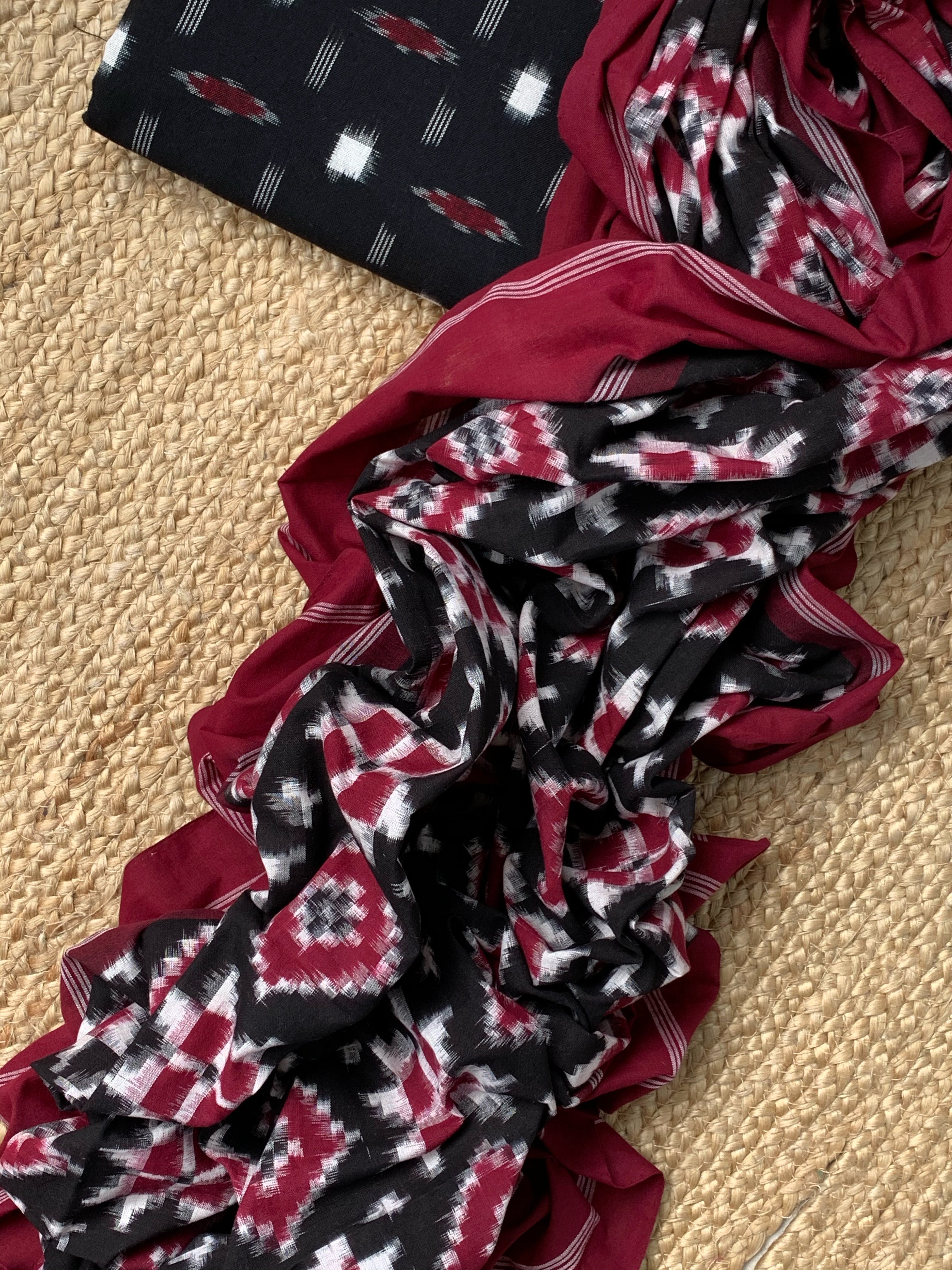 Handwoven Double Ikat Kurta Dupatta Set