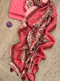 Coral Pink Handcrafted Cotton Chanderi Kurta Dupatta Set