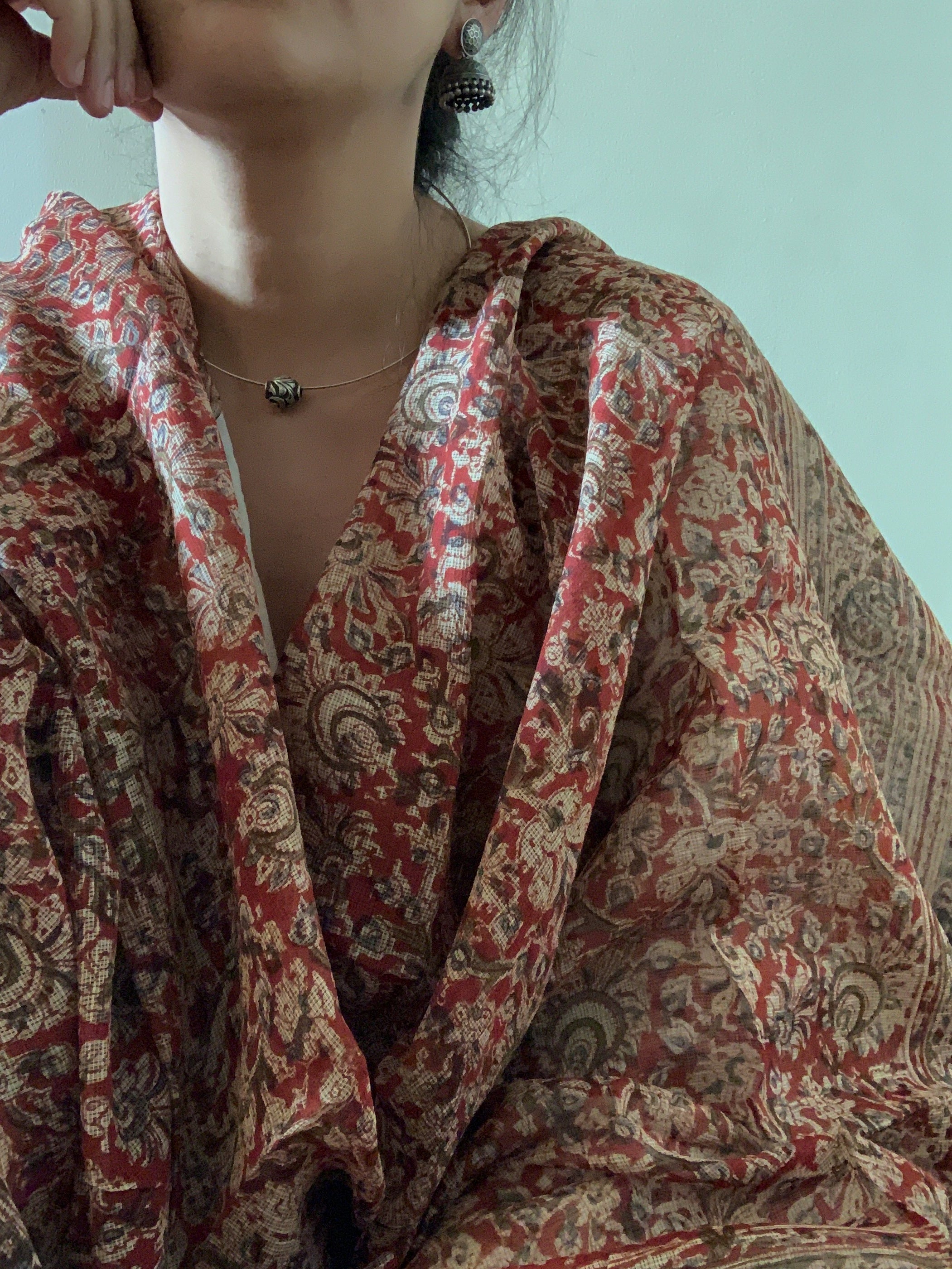 Handwoven and Handblock Natural Dye Kalamkari Kota Dupatta