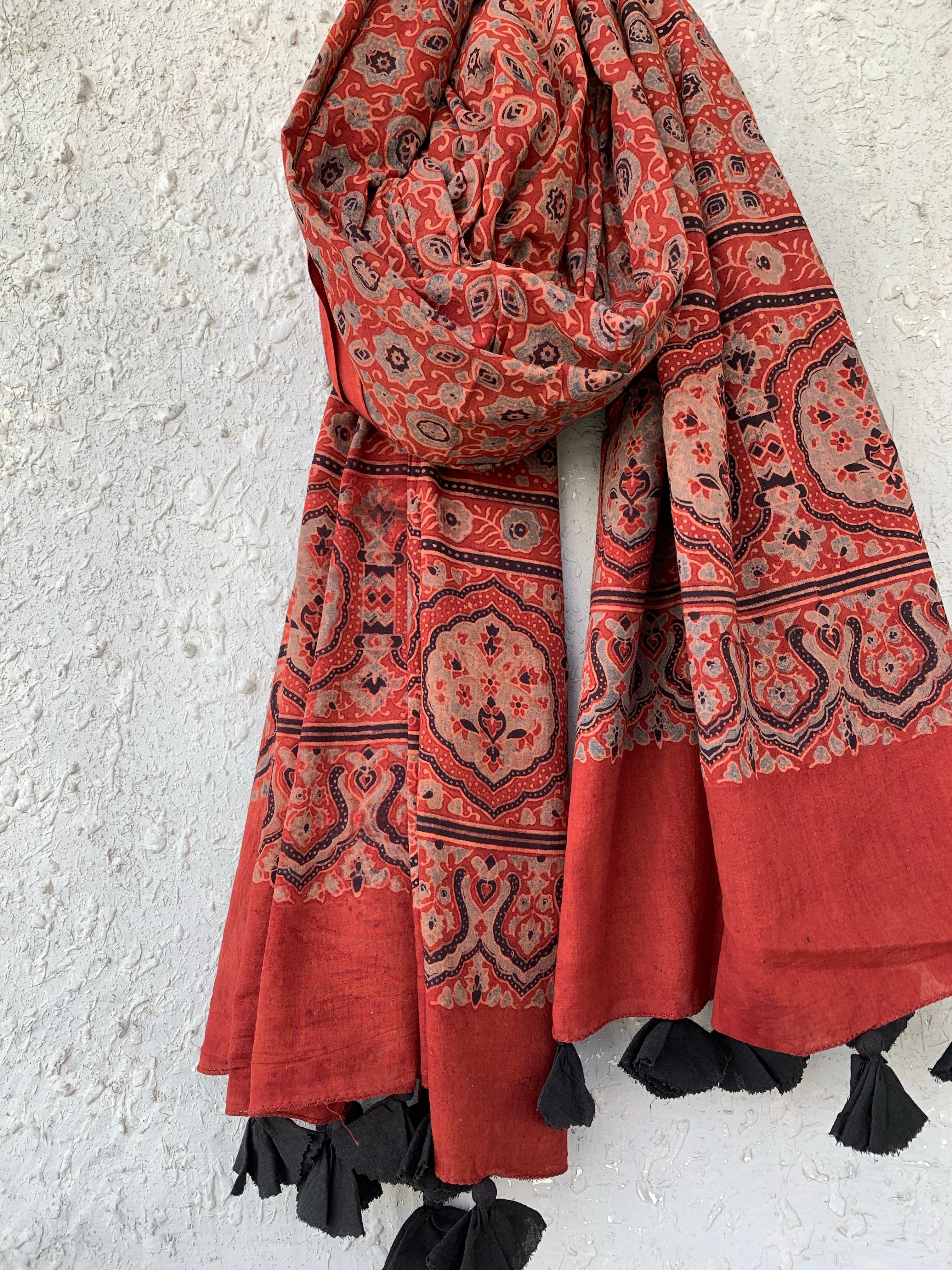 Handblock Ajrakh Dupatta