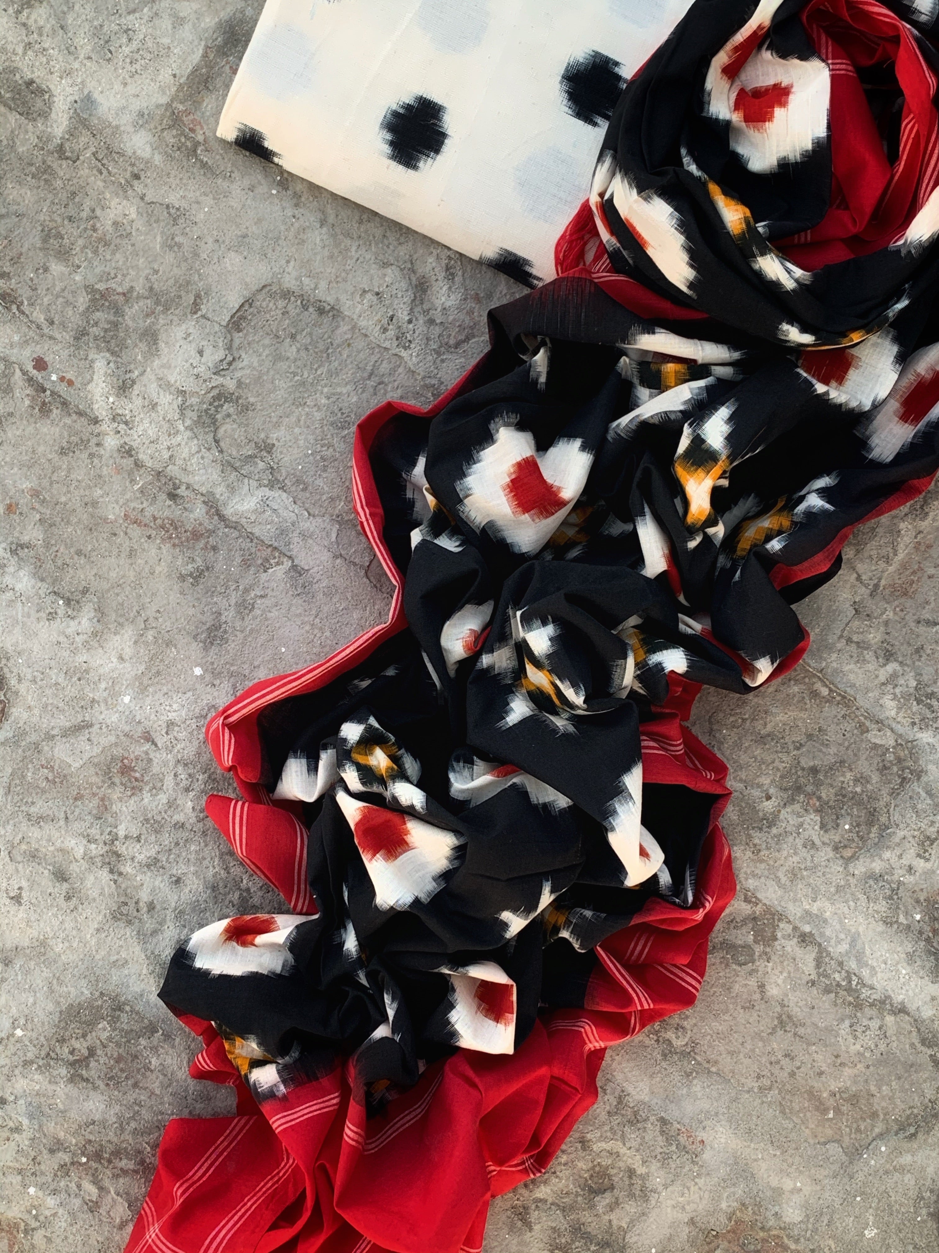 Handwoven Ikat Kurta  Dupatta set