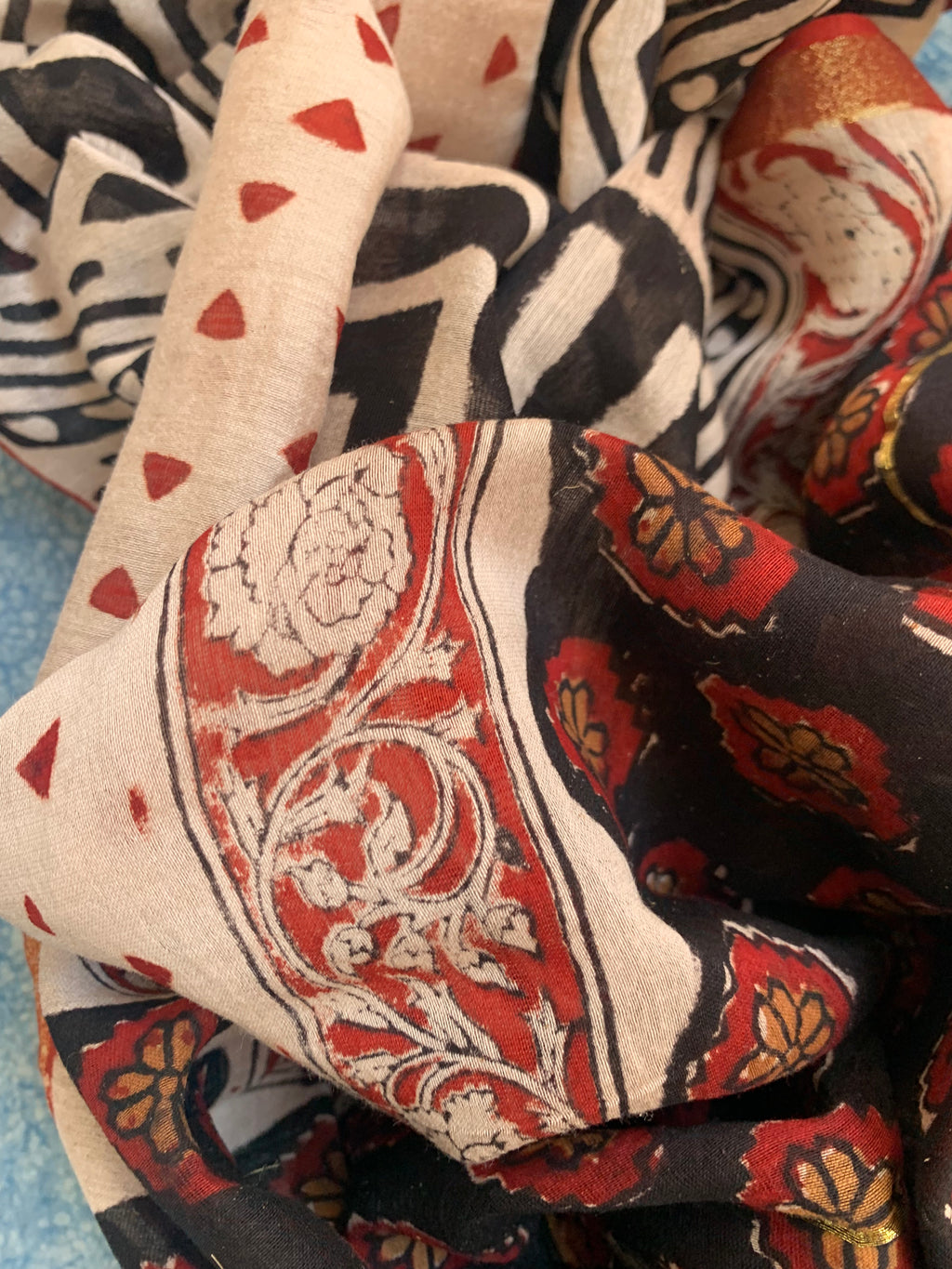Handblock Chanderi Silk Cotton Suit