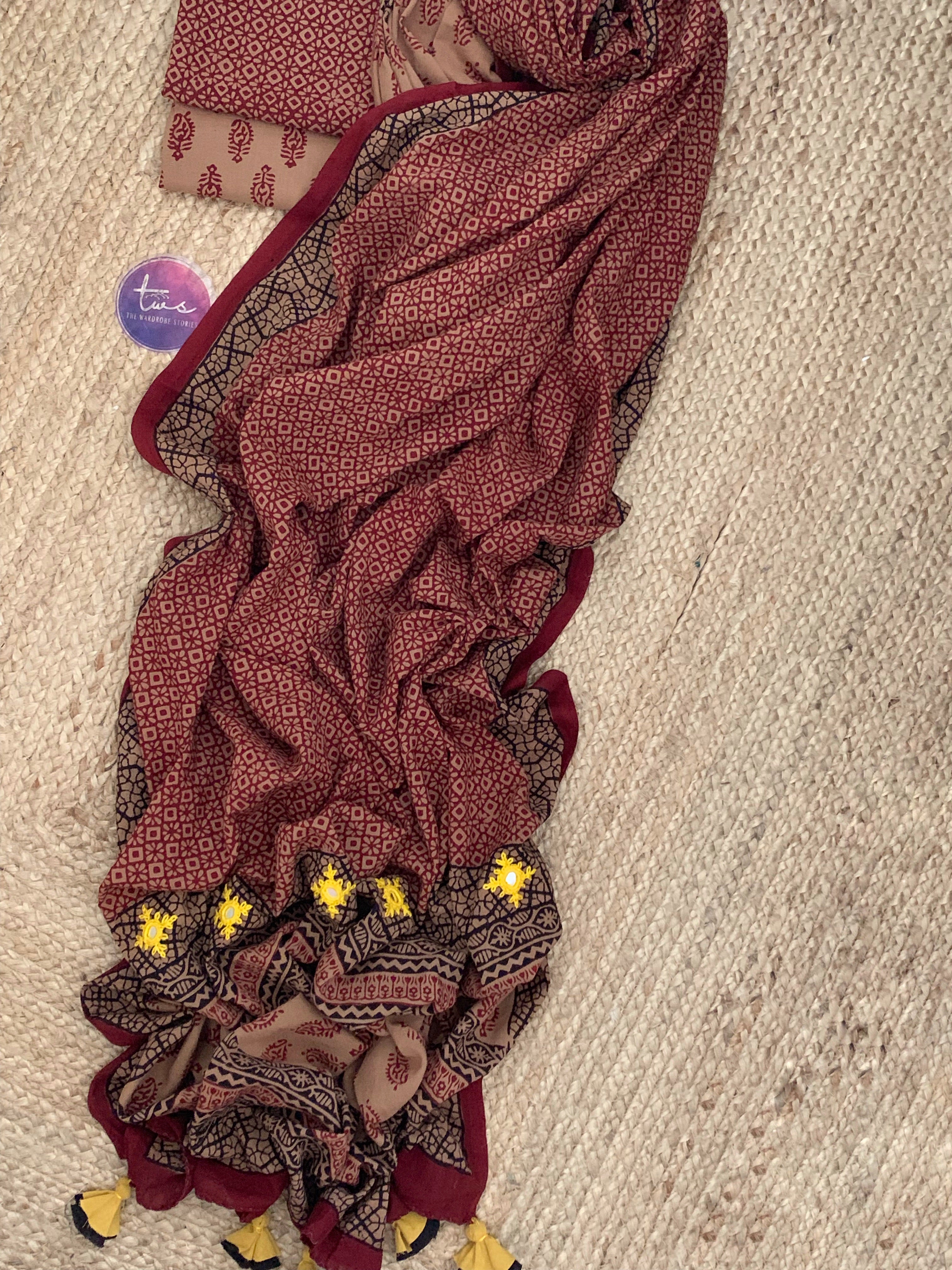 Natural Dyed Bagh Block Print Cotton Suit