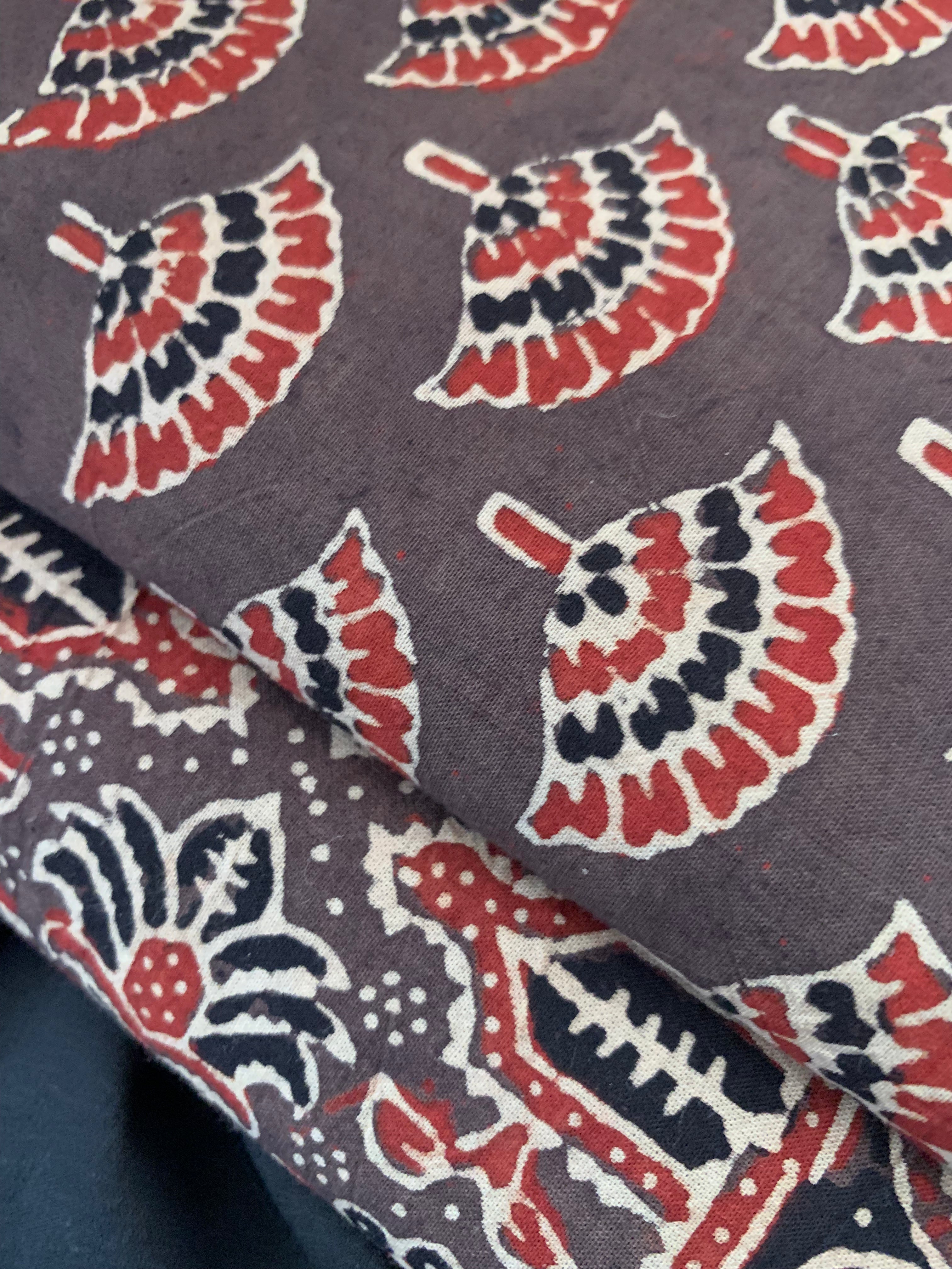 Handblock Ajrakh Cotton Kurta Bottom Set