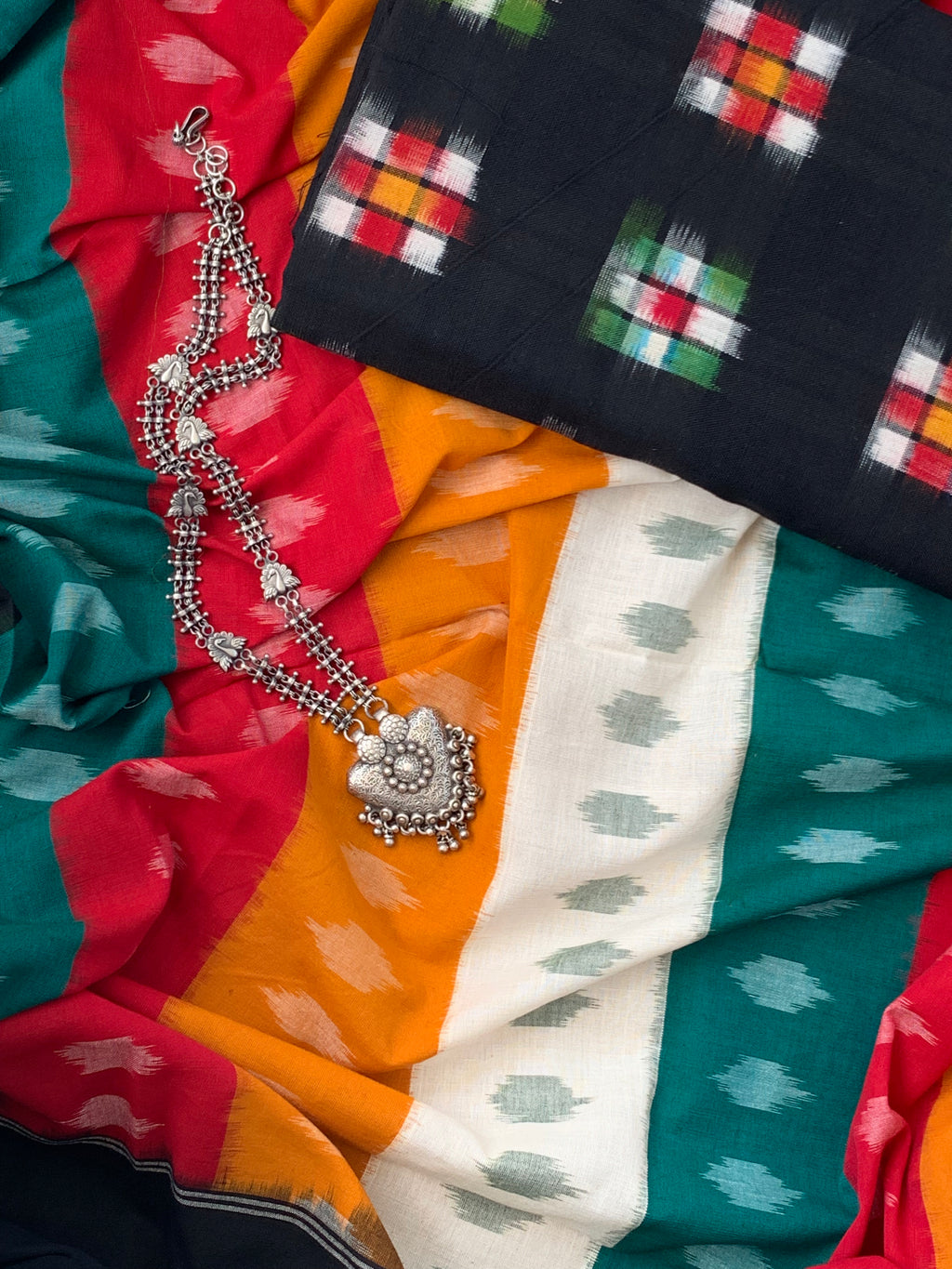 Handwoven Double Ikat Kurta Dupatta Set