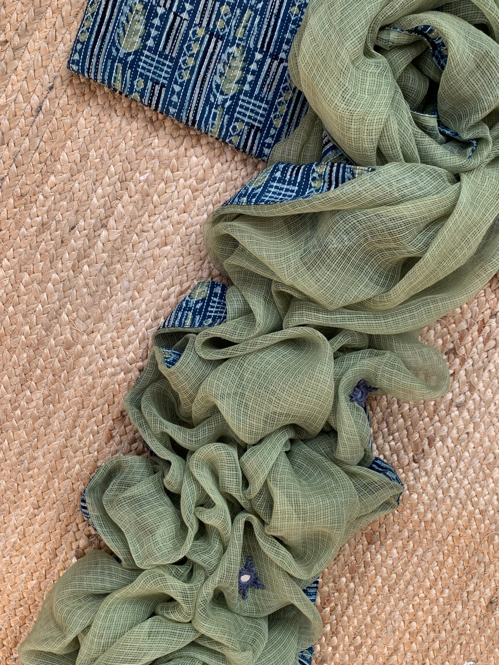 Handblock Ajrakh Cotton Kota Set