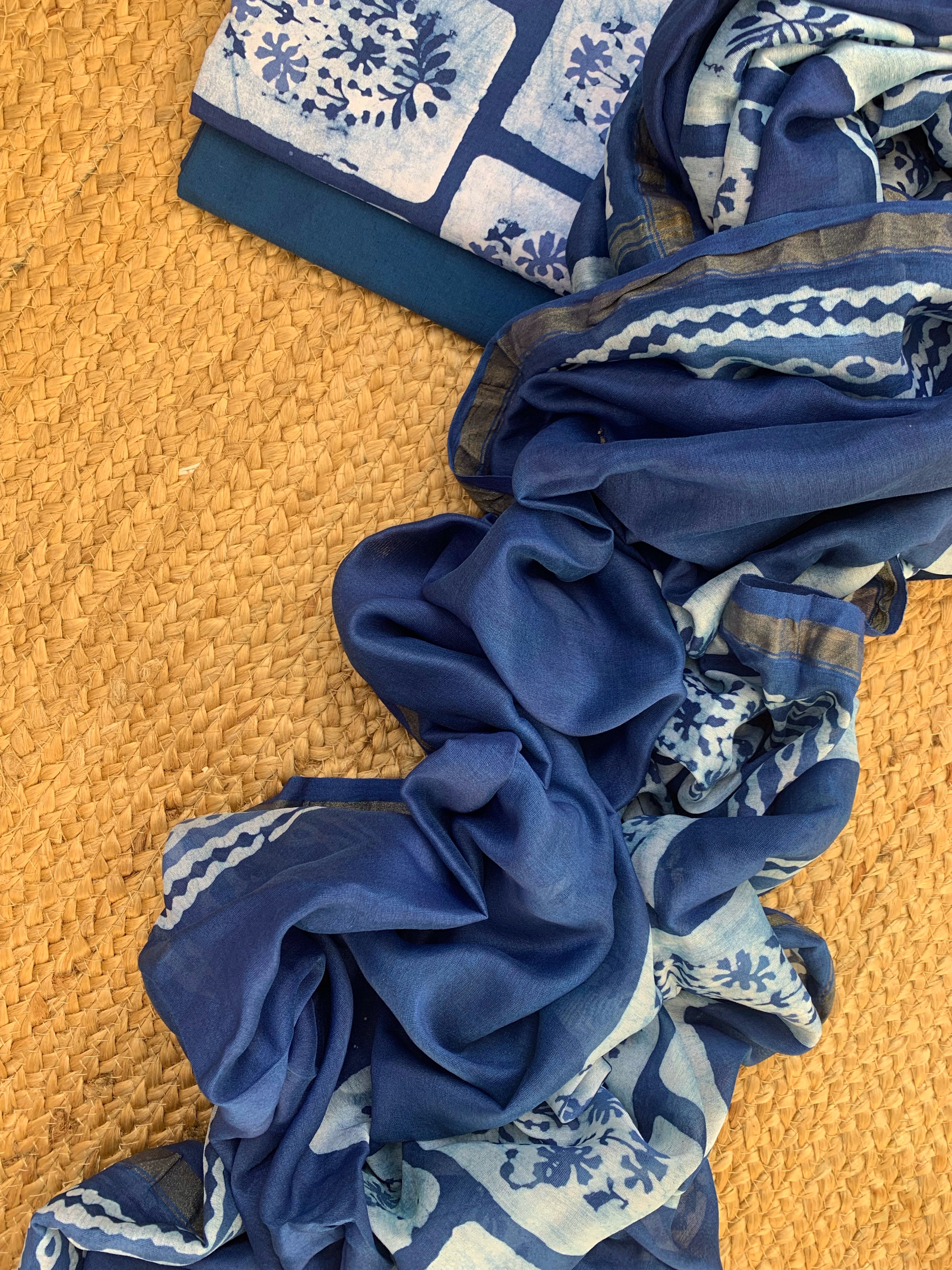 Handblock Batik Cotton Chanderi Suit