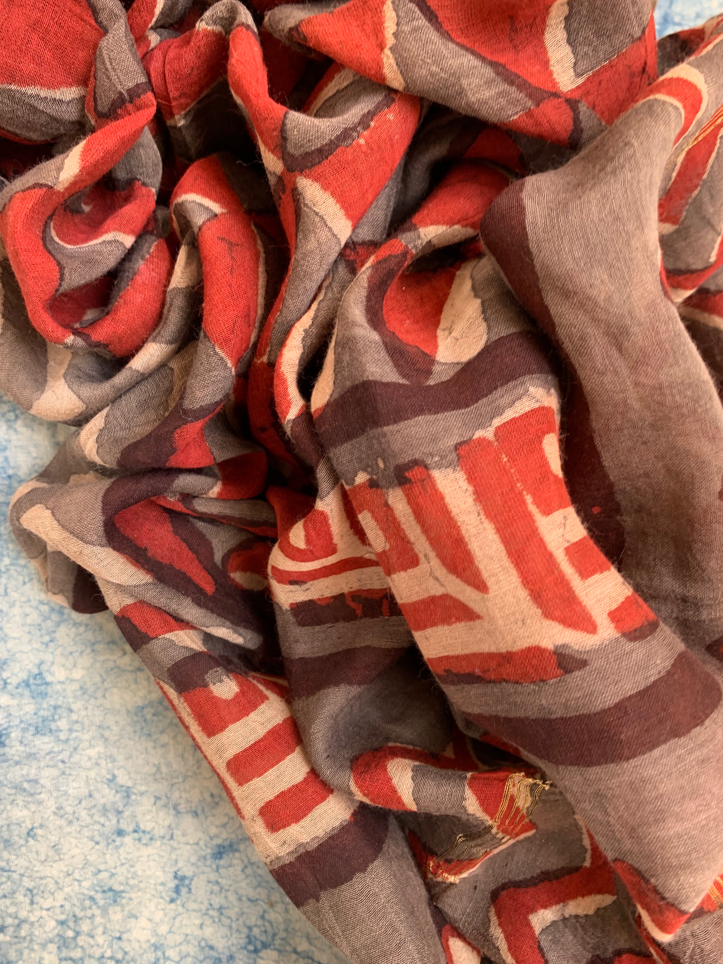 Handblock Printed Cotton Chanderi Dupatta Suit
