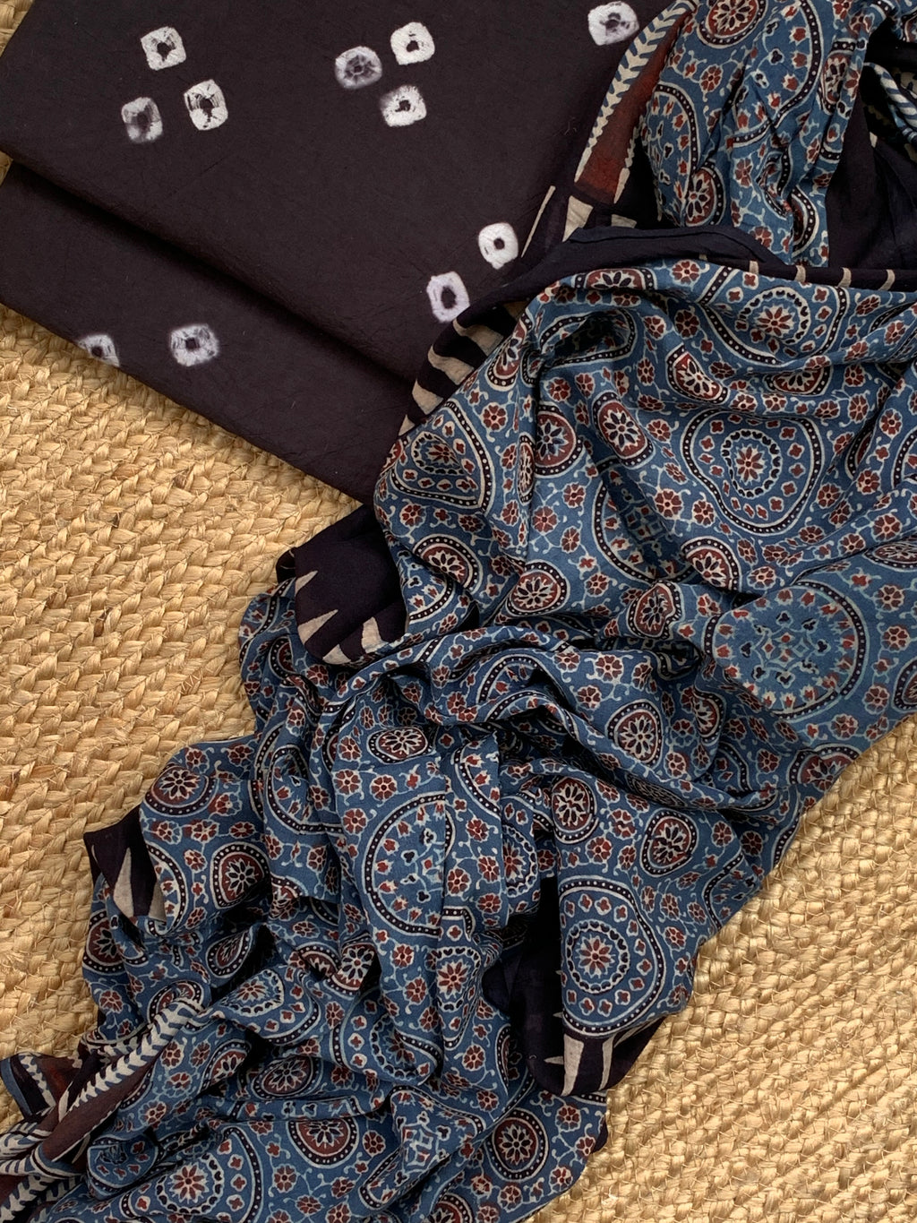 Handcrafted Bandhani Ajrakh Cotton Suit