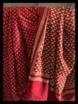 Red Handblock Printed Cotton Saree
