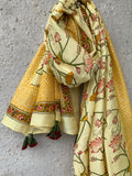 Pastel Yellow Handcrafted Chanderi Dupatta