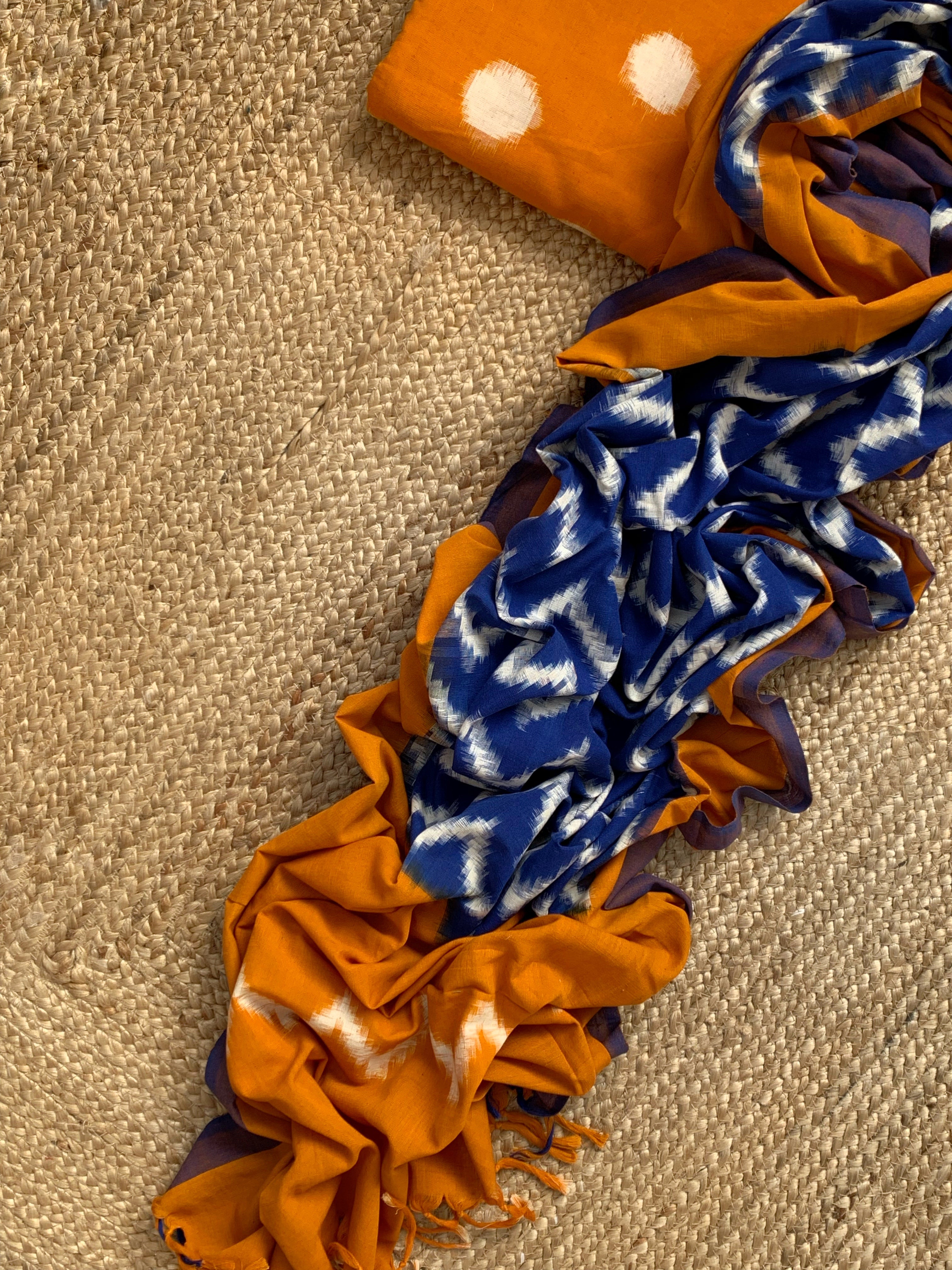 Handwoven Double Ikat Kurta  Dupatta set