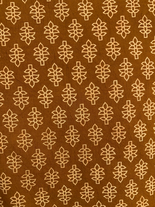 Hand Screen Print Kurta Bottom Set - Earthy Mustard