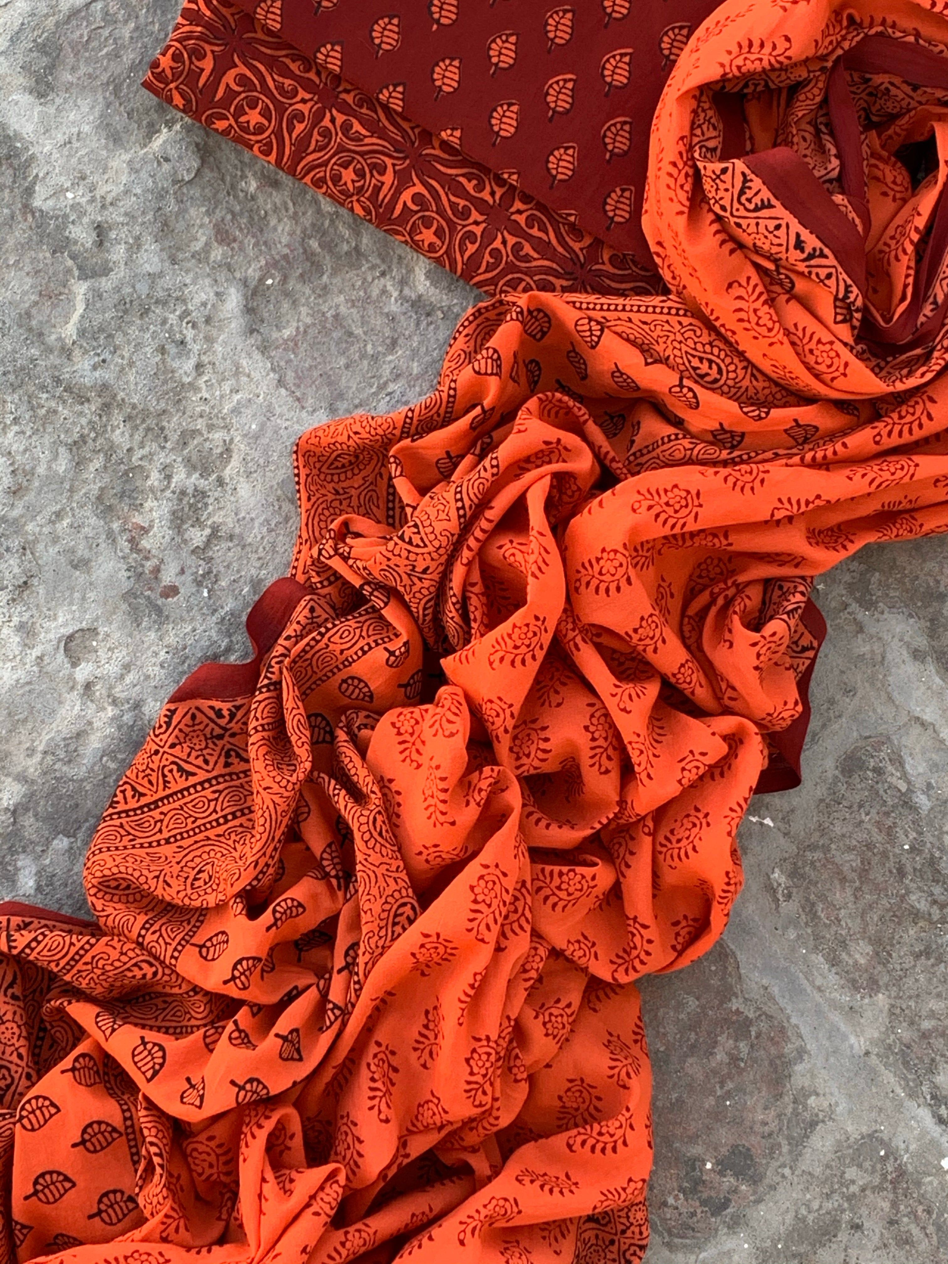 Natural Dyed Bagh Handblock Cotton Suit