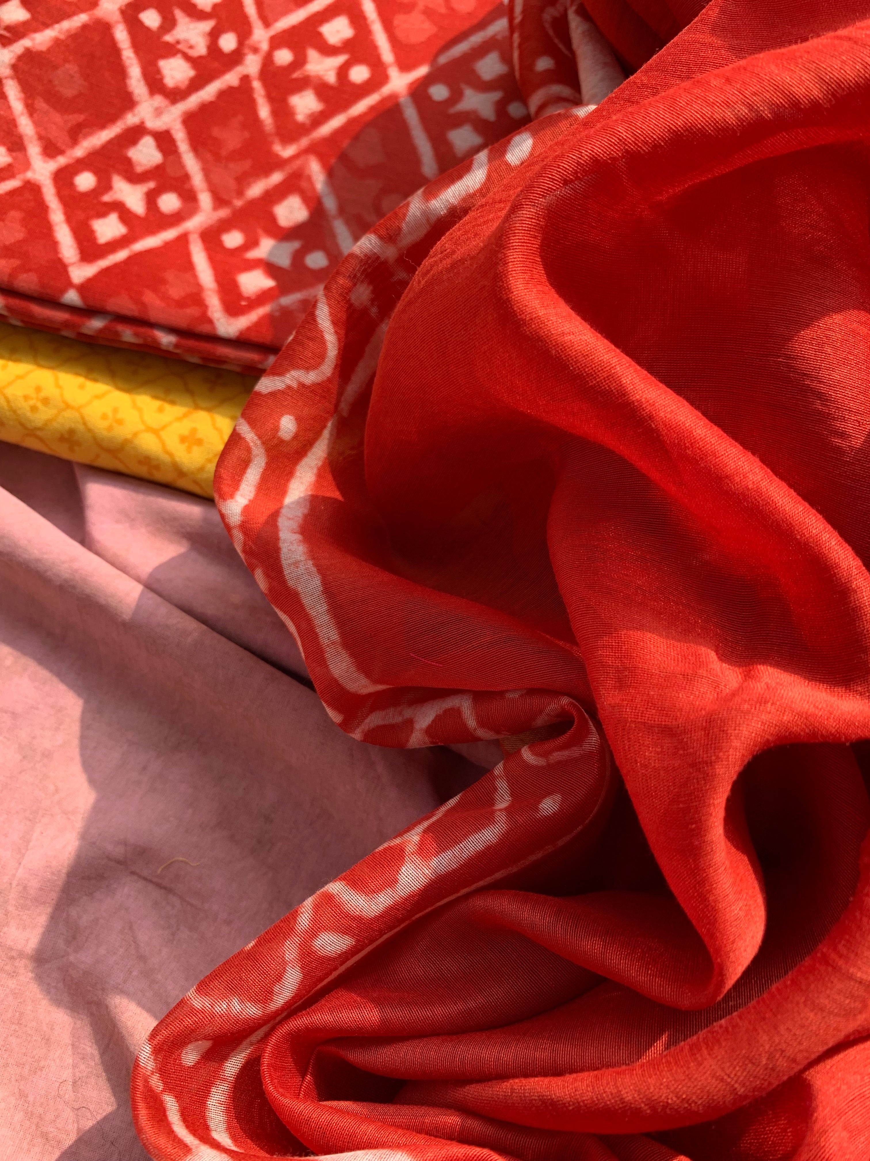Handblock Chanderi Suit