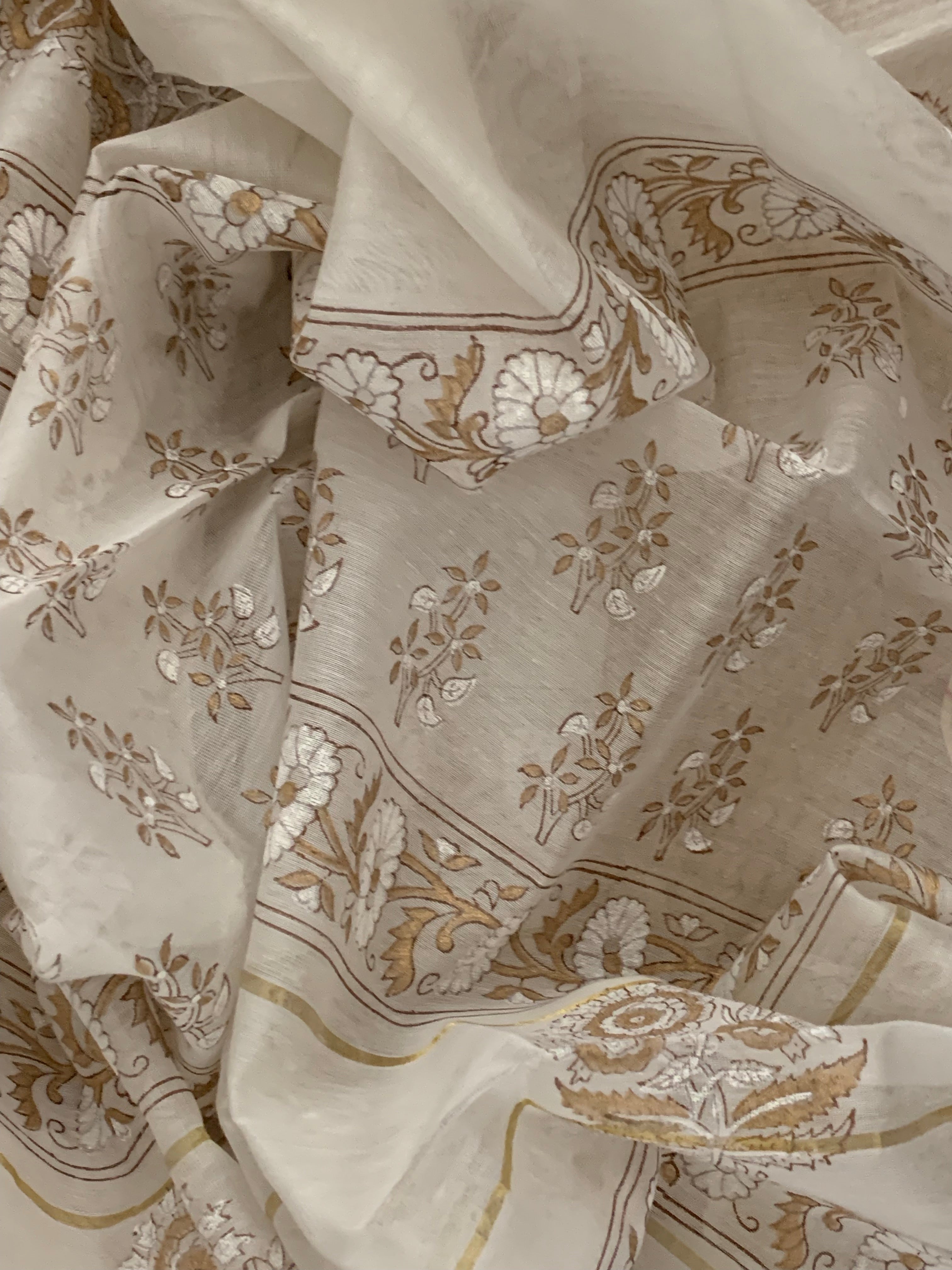Handblock chanderi suit
