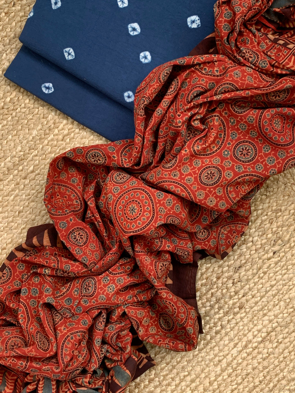 Handcrafted Bandhani Ajrakh Cotton Suit