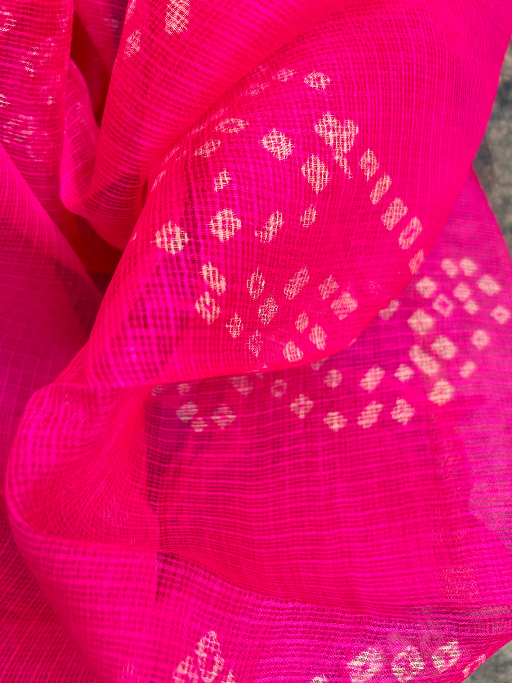Handcrafted Tie-Dye Silk Kota Doria Dupatta