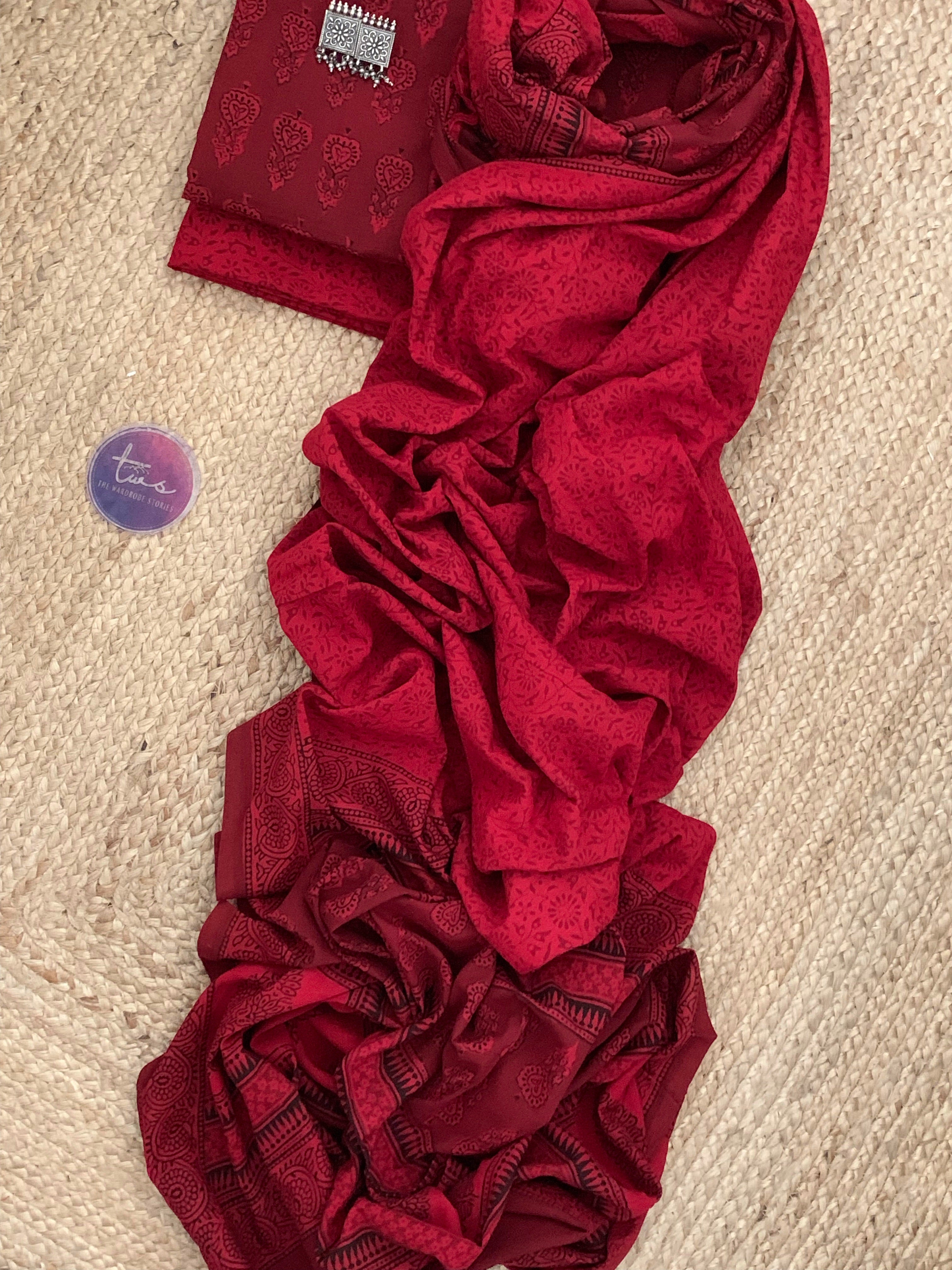 Natural Dyed Bagh Handblock Cotton Suit