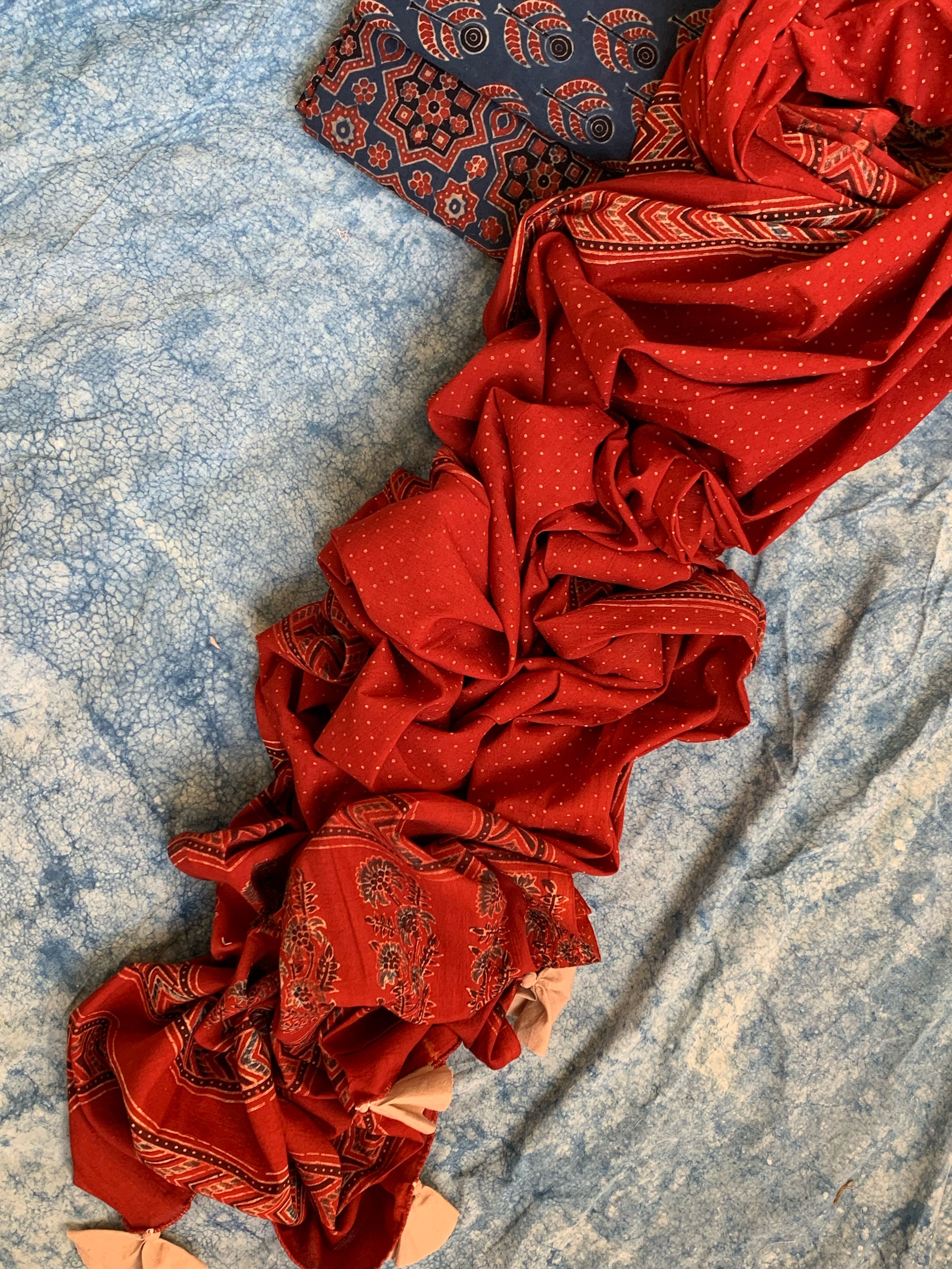 Natural Dyes Handblock Ajrakh Cotton Suit